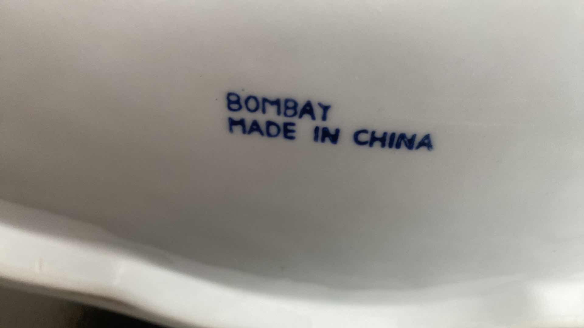 Photo 1 of FAUX ROSES IN CERAMIC BLUE & WHITE BOMBAY BOWL 16” x 6”