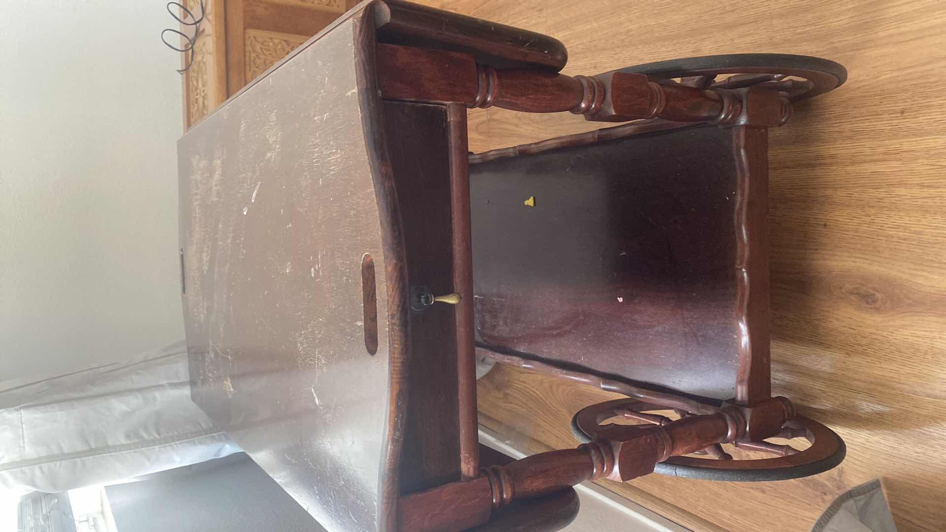 Photo 1 of WOOD TEA/BEVERAGE CART 34“ x 19“ H29”