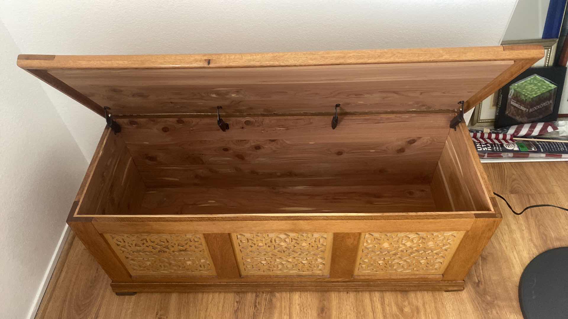 Photo 6 of WOOD HOPE CHEST EITH STENCIL DETAIL CEDAR LINED 50“ x 18 1/2“ H19 1/2”