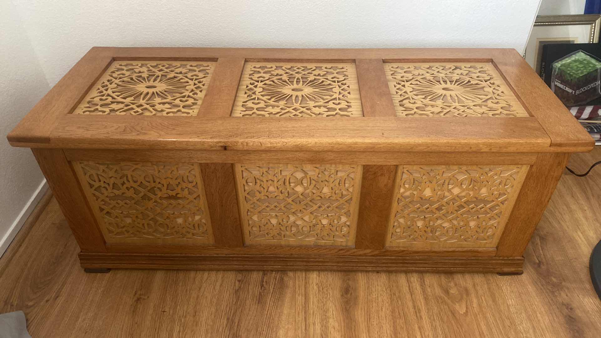Photo 2 of WOOD HOPE CHEST EITH STENCIL DETAIL CEDAR LINED 50“ x 18 1/2“ H19 1/2”