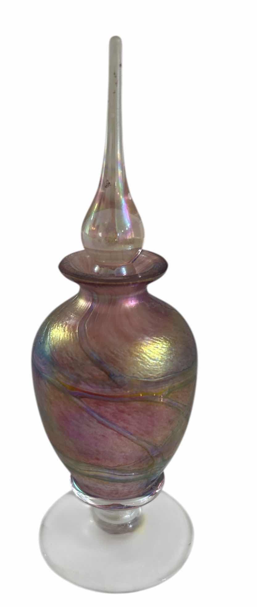 Photo 1 of IRIDESCENT GLASS PERFUME BOTTLE  H7.5”