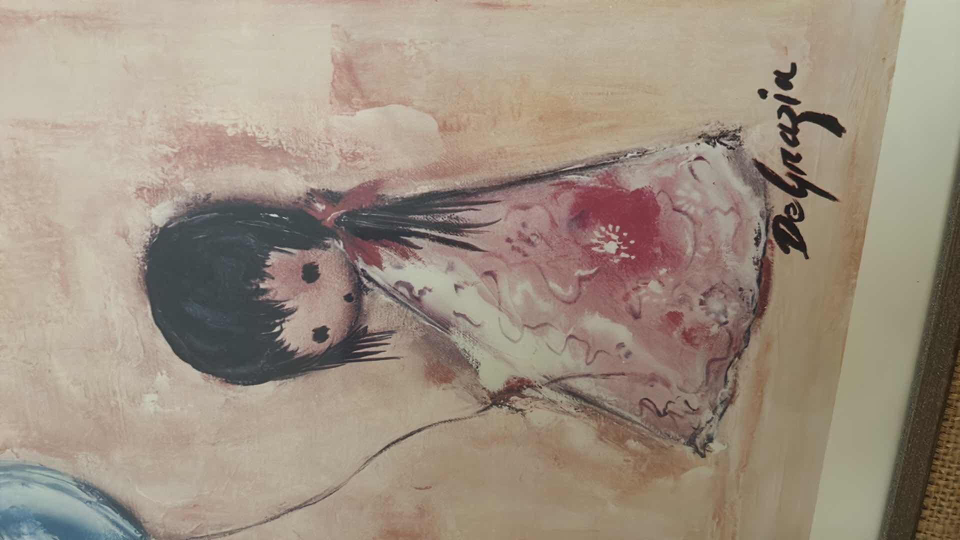 Photo 4 of FRAMED DEGRAZIA SIGNED WATERCOLOR ARTWORK 15 1/2” x 18 1/2”