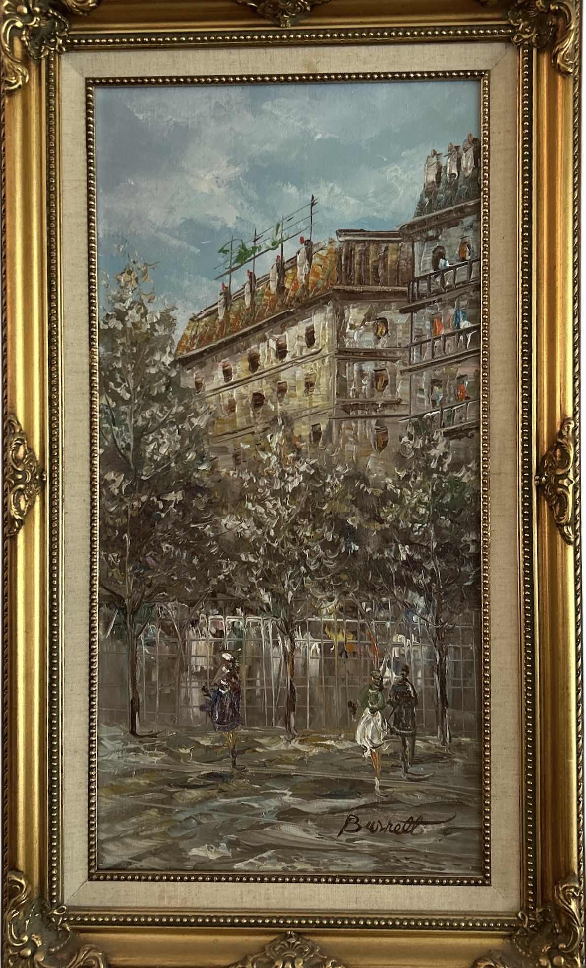 Photo 1 of FRAMED OIL ON CANVAS, SIGNED BURRETT ARTWORK 17” x H29”