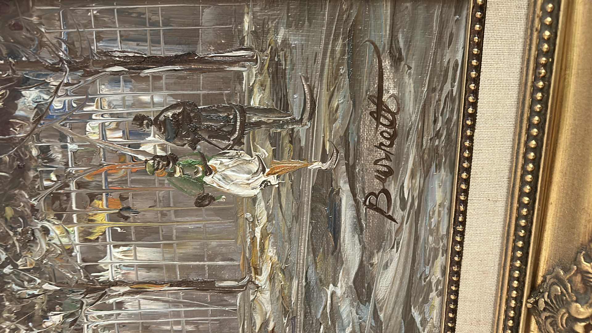 Photo 4 of FRAMED OIL ON CANVAS, SIGNED BURRETT ARTWORK 17” x H29”