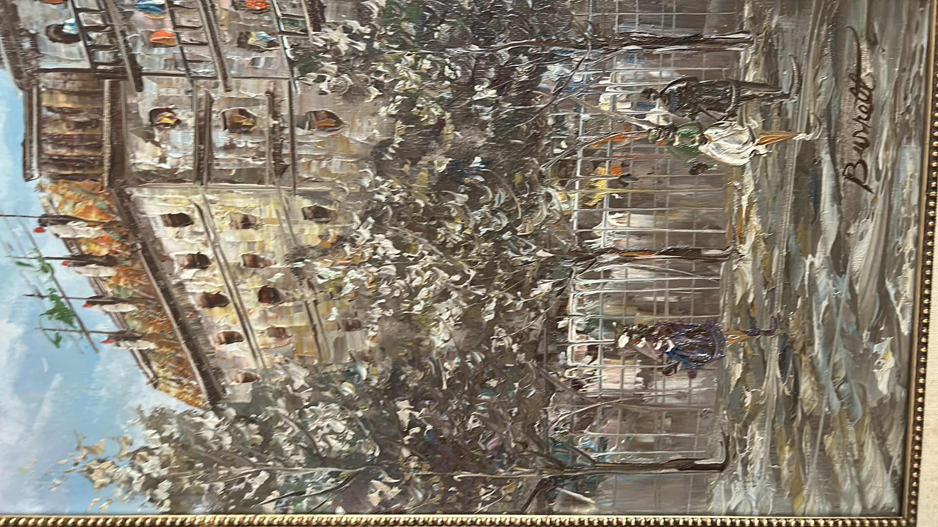 Photo 1 of FRAMED OIL ON CANVAS, SIGNED BURRETT ARTWORK 17” x H29”