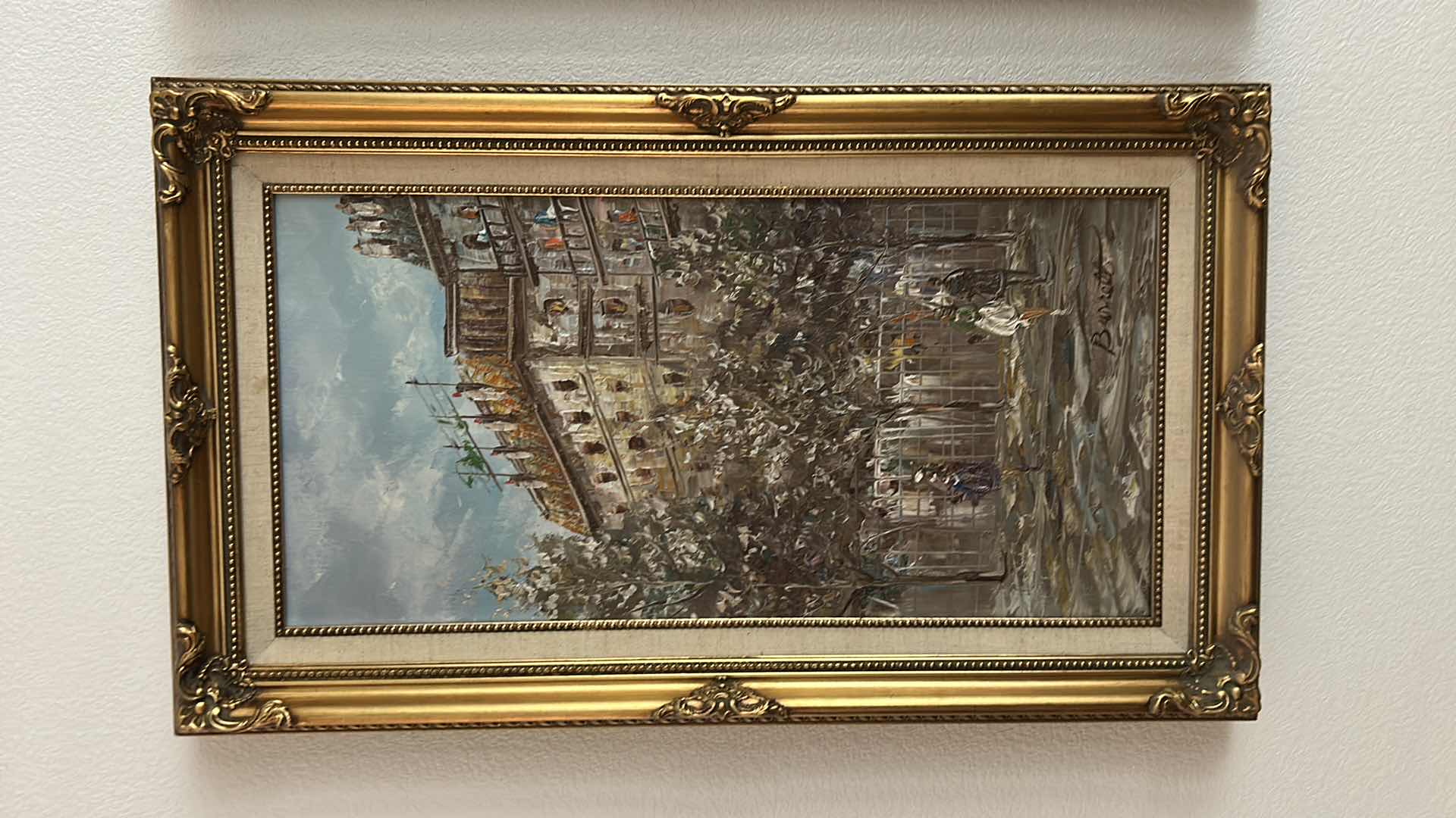 Photo 2 of FRAMED OIL ON CANVAS, SIGNED BURRETT ARTWORK 17” x H29”