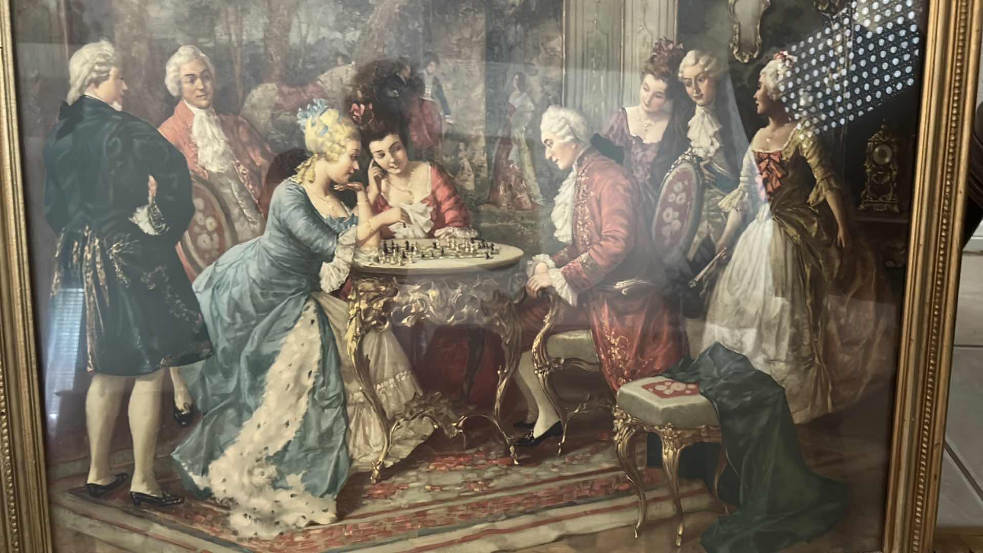 Photo 1 of $300 VINTAGE FRAMED "THE CHESS PLAYERS” BY P ARENGEN ARTWORK 30“ x H24“