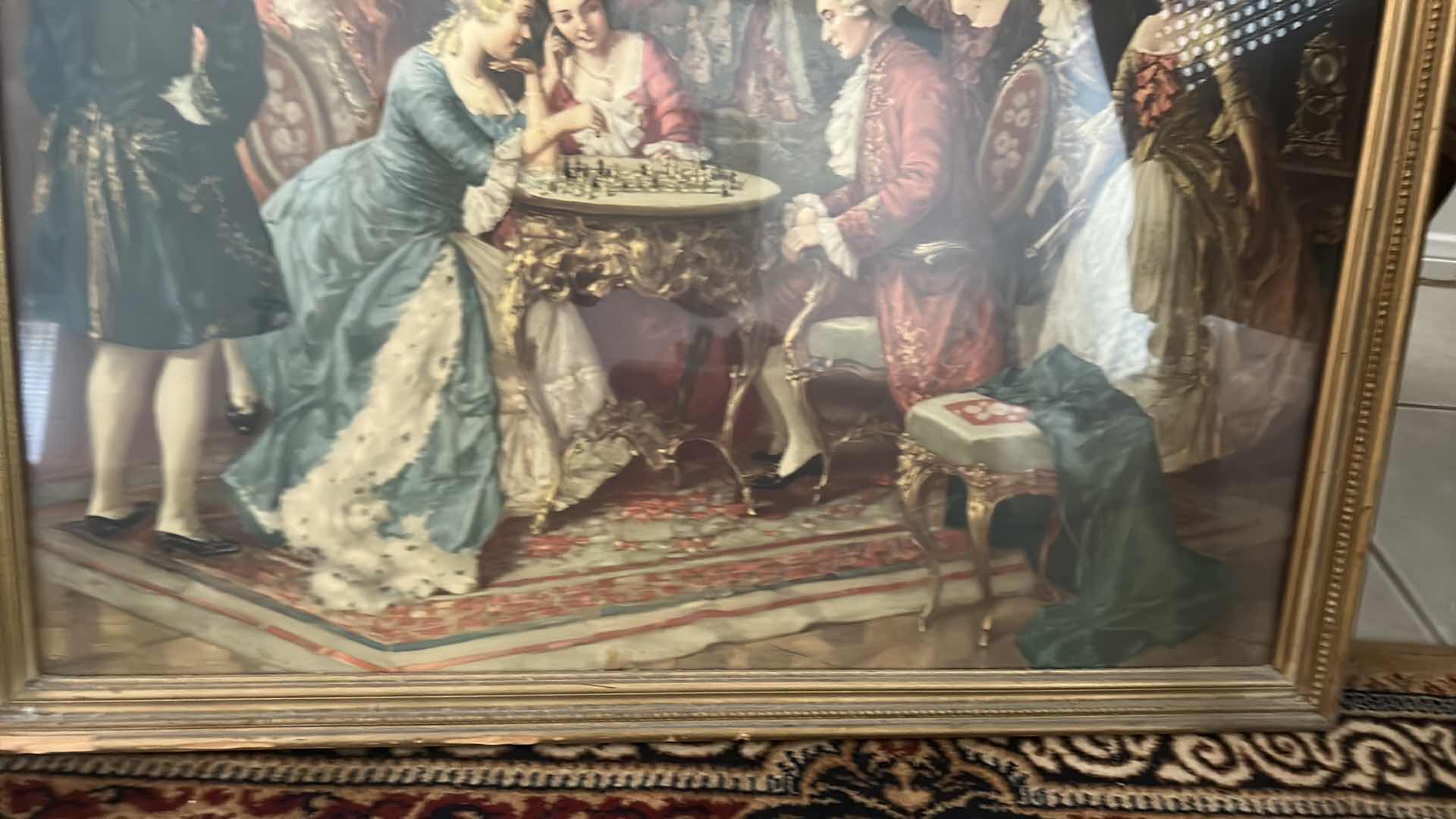 Photo 1 of $300 VINTAGE FRAMED "THE CHESS PLAYERS” BY P ARENGEN ARTWORK 30“ x H24“