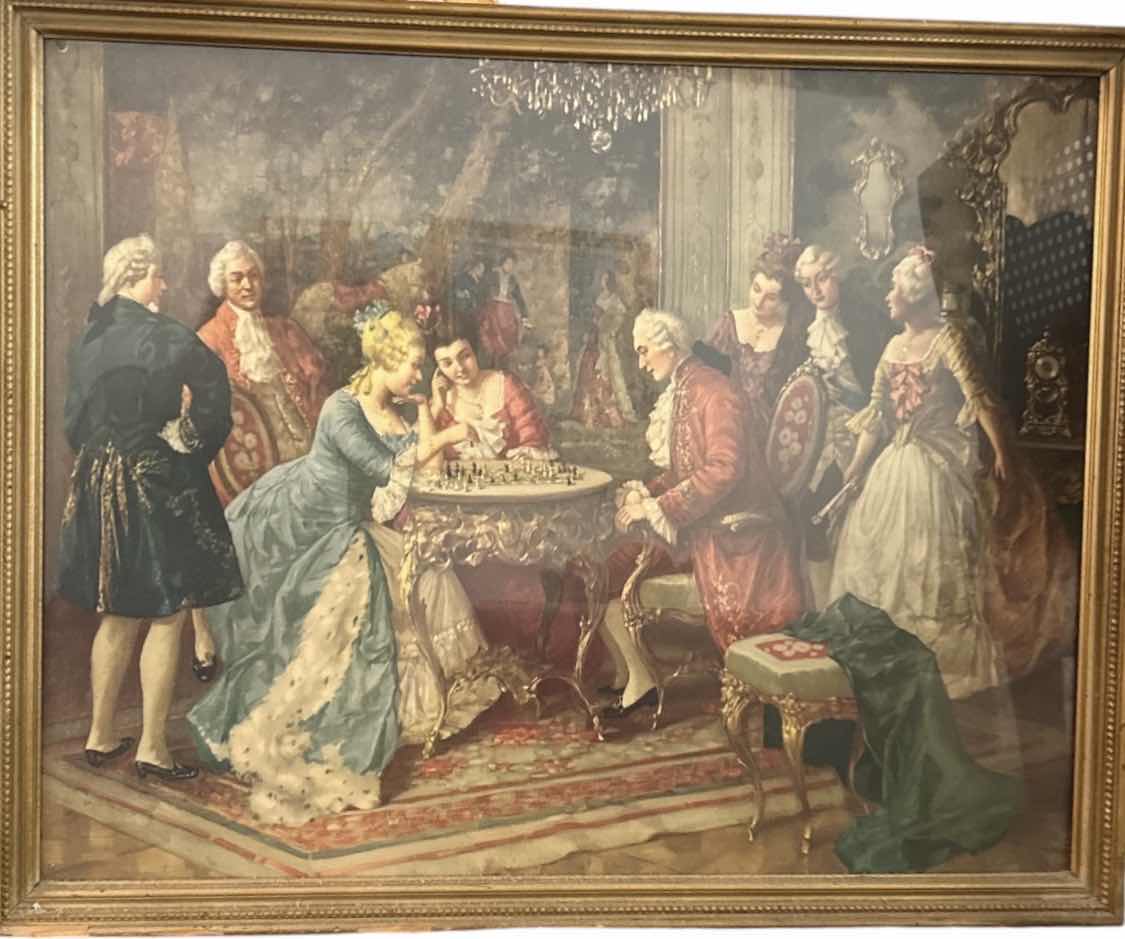 Photo 1 of $300 VINTAGE FRAMED "THE CHESS PLAYERS” BY P ARENGEN ARTWORK 30“ x H24“