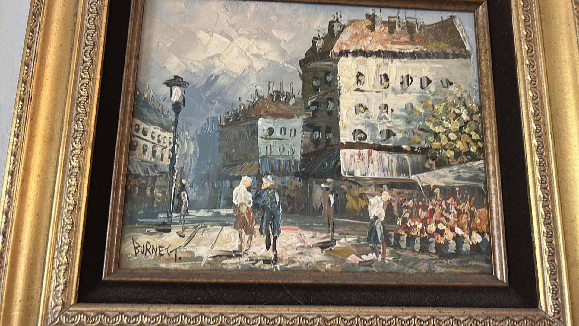 Photo 1 of VINTAGE FRAMED OIL ON CANVAS, IMPRESSIONIST PAINTING ARTWORK SIGNED BURNETT 15” x H13”