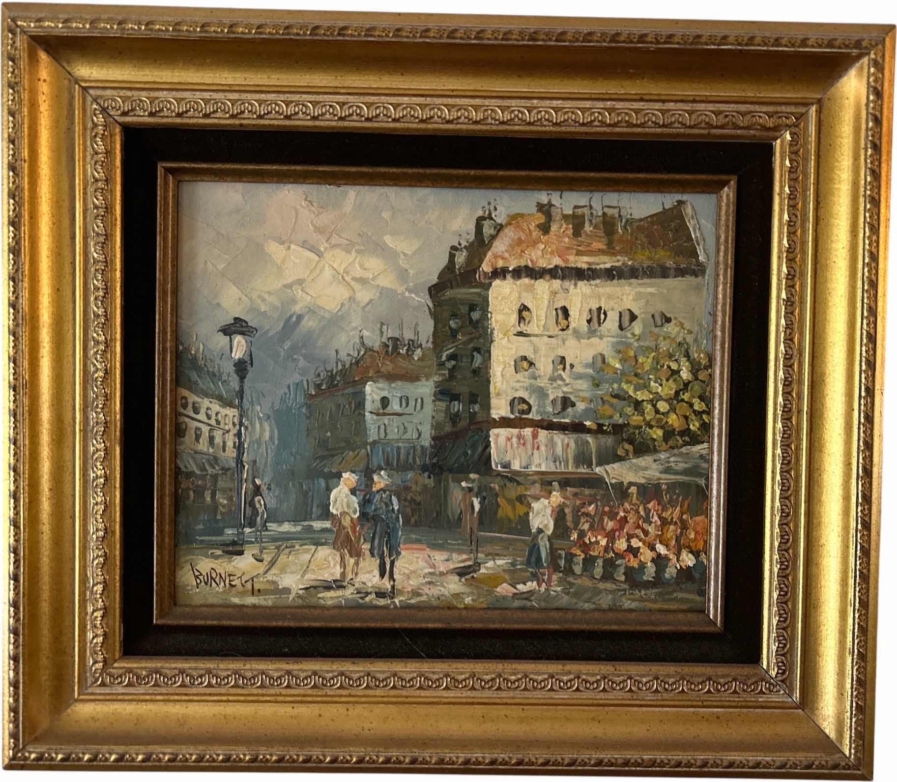 Photo 1 of VINTAGE FRAMED OIL ON CANVAS, IMPRESSIONIST PAINTING ARTWORK SIGNED BURNETT 15” x H13”