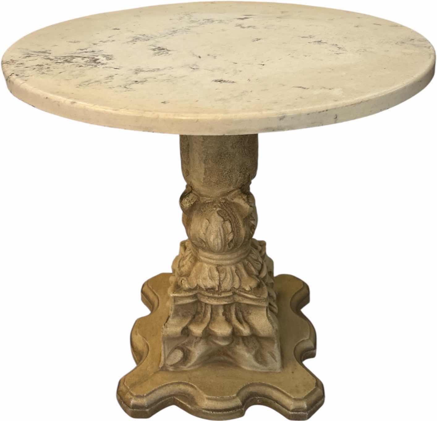 Photo 1 of SMALL VINTAGE STONE TOP TABLE 18” x H17 1/2”