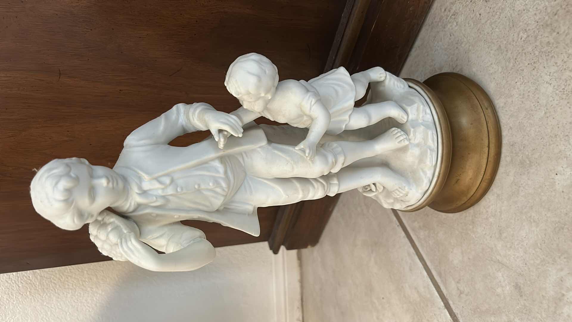 Photo 1 of $250 VINTAGE BISQUE 13.5" FIGURINE FATHER AND SON  H14”