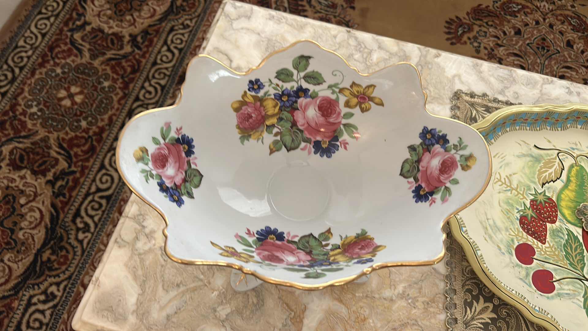 Photo 3 of VINTAGE PORCELAIN DECORATIVE BOWL 12” x 9” x H7 1/2”