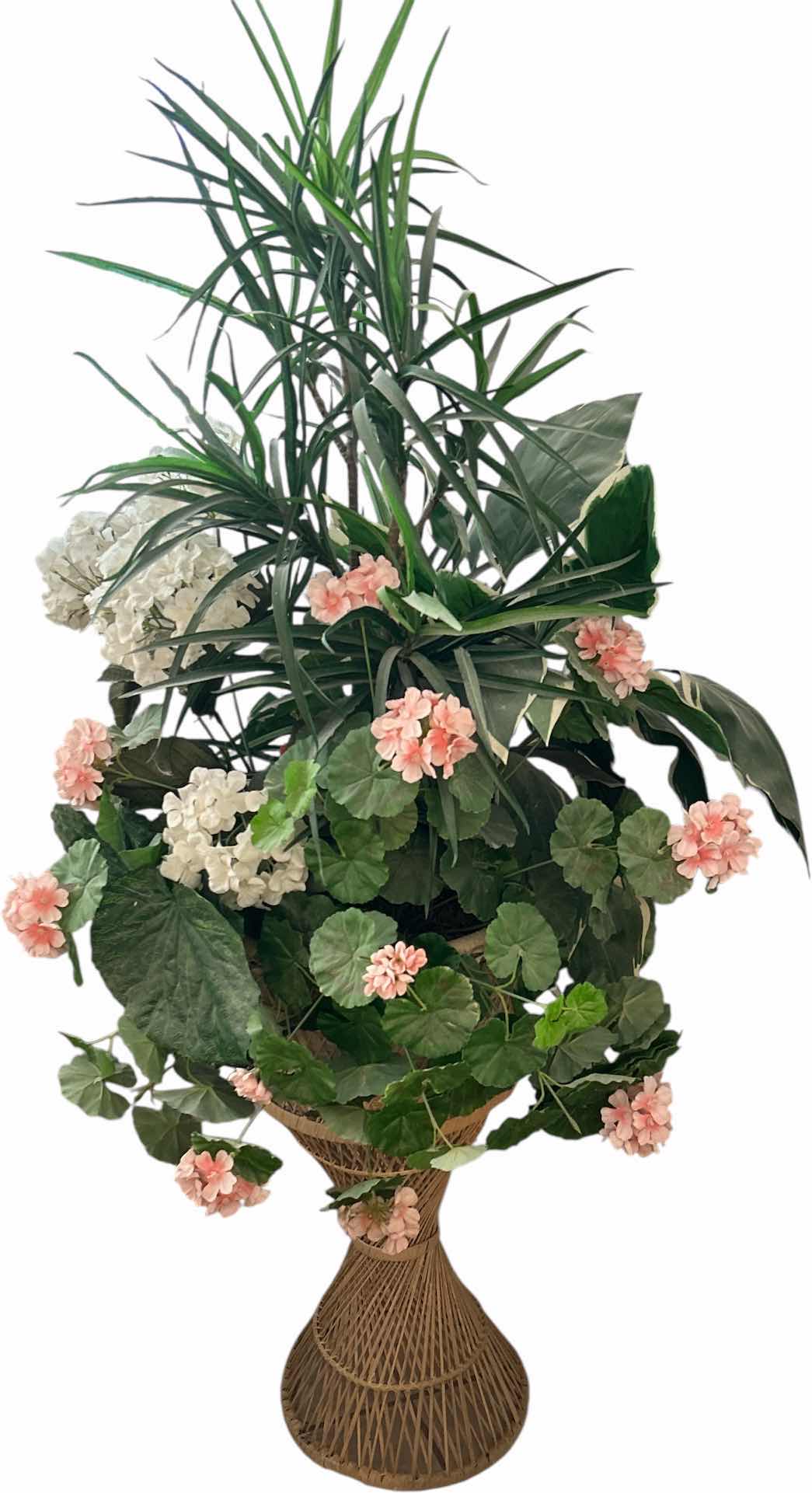 Photo 1 of FAUX FLORAL ARRANGEMENT IN WOVEN VASE H5’