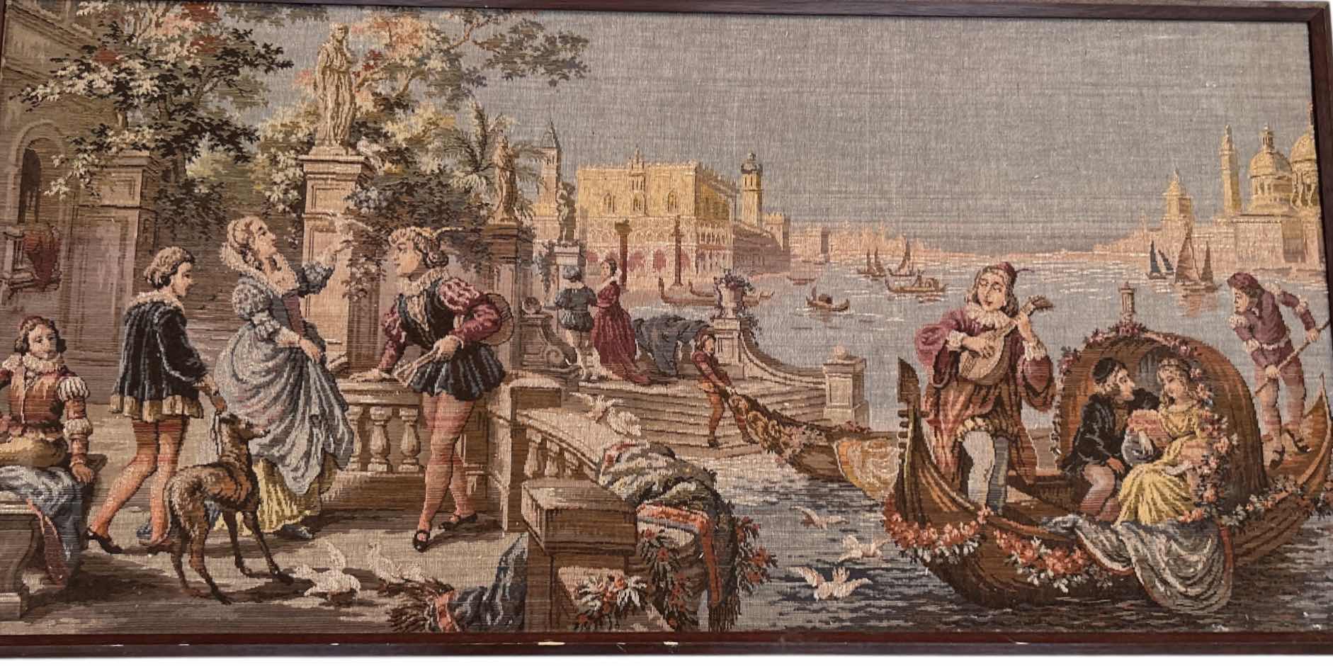 Photo 1 of FRAMED VINTAGE BELGIUM WOVEN TAPESTRY ARTWORK 41” x H20”