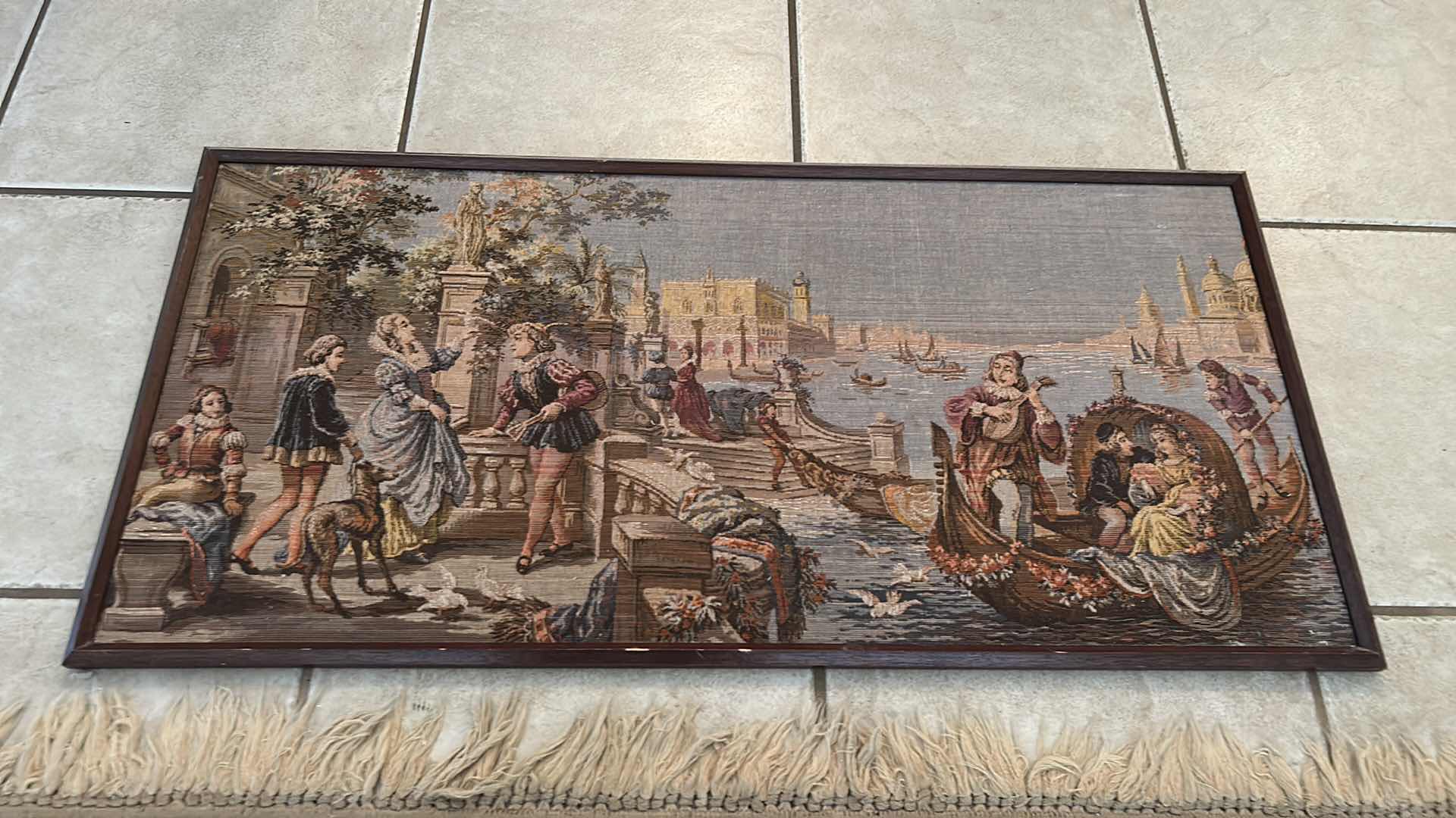 Photo 1 of FRAMED VINTAGE BELGIUM WOVEN TAPESTRY ARTWORK 41” x H20”