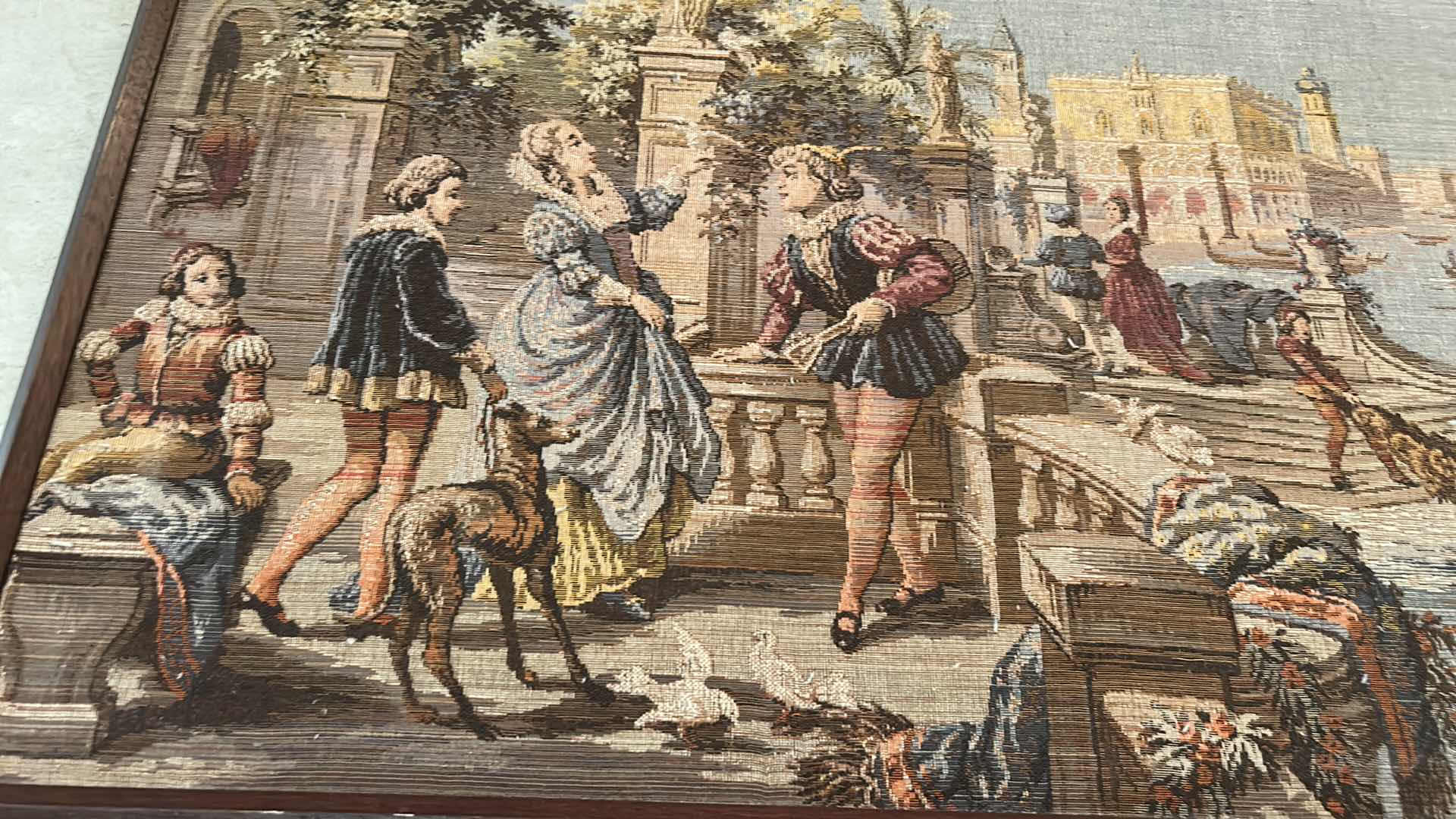 Photo 1 of FRAMED VINTAGE BELGIUM WOVEN TAPESTRY ARTWORK 41” x H20”