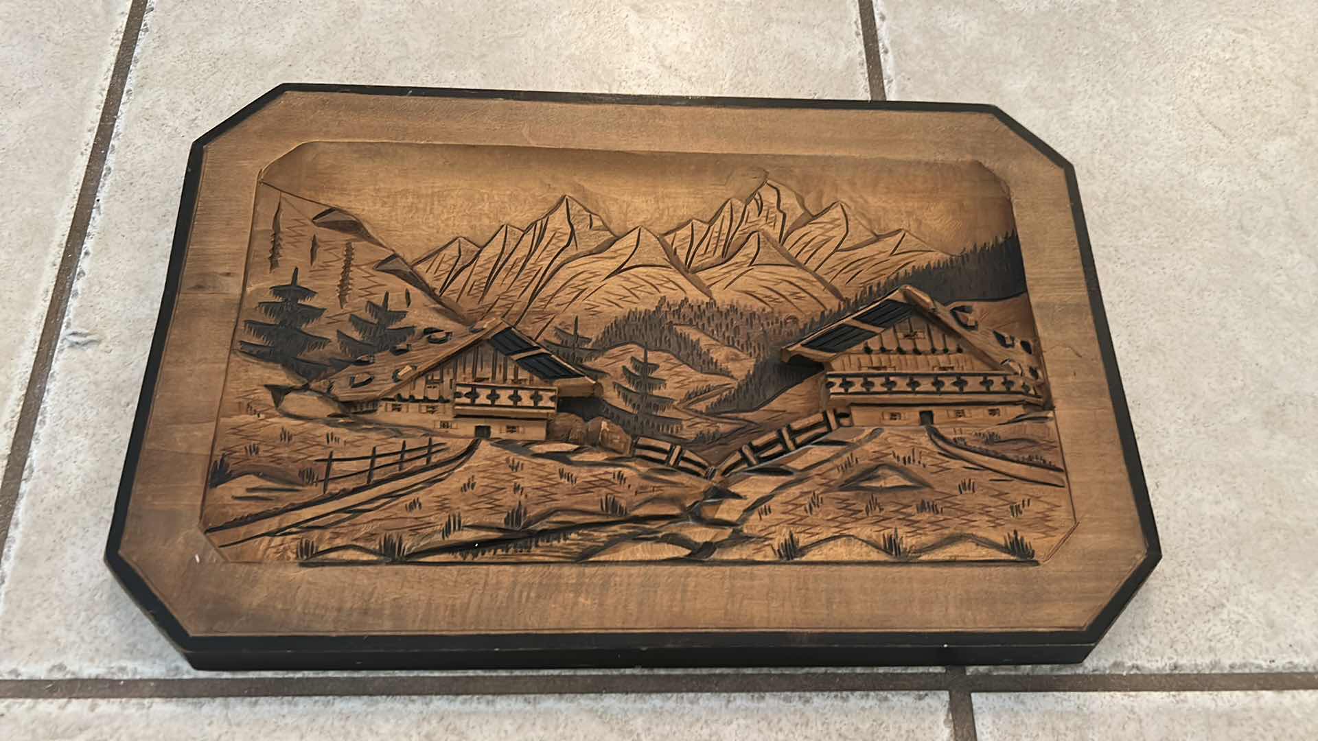 Photo 2 of HAND CARVED WOODEN RELIEF ARTWORK 18” x H13”