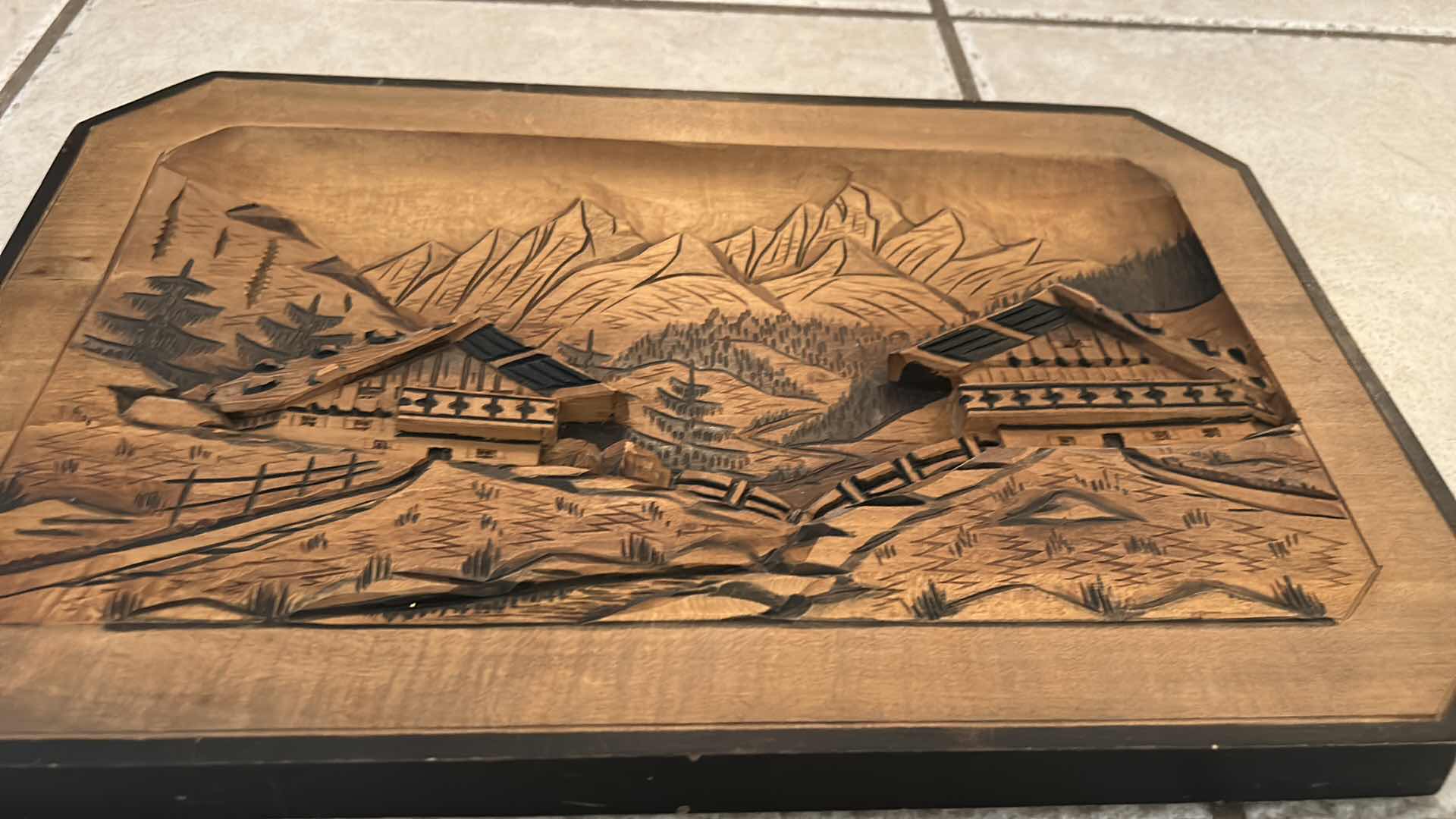 Photo 3 of HAND CARVED WOODEN RELIEF ARTWORK 18” x H13”