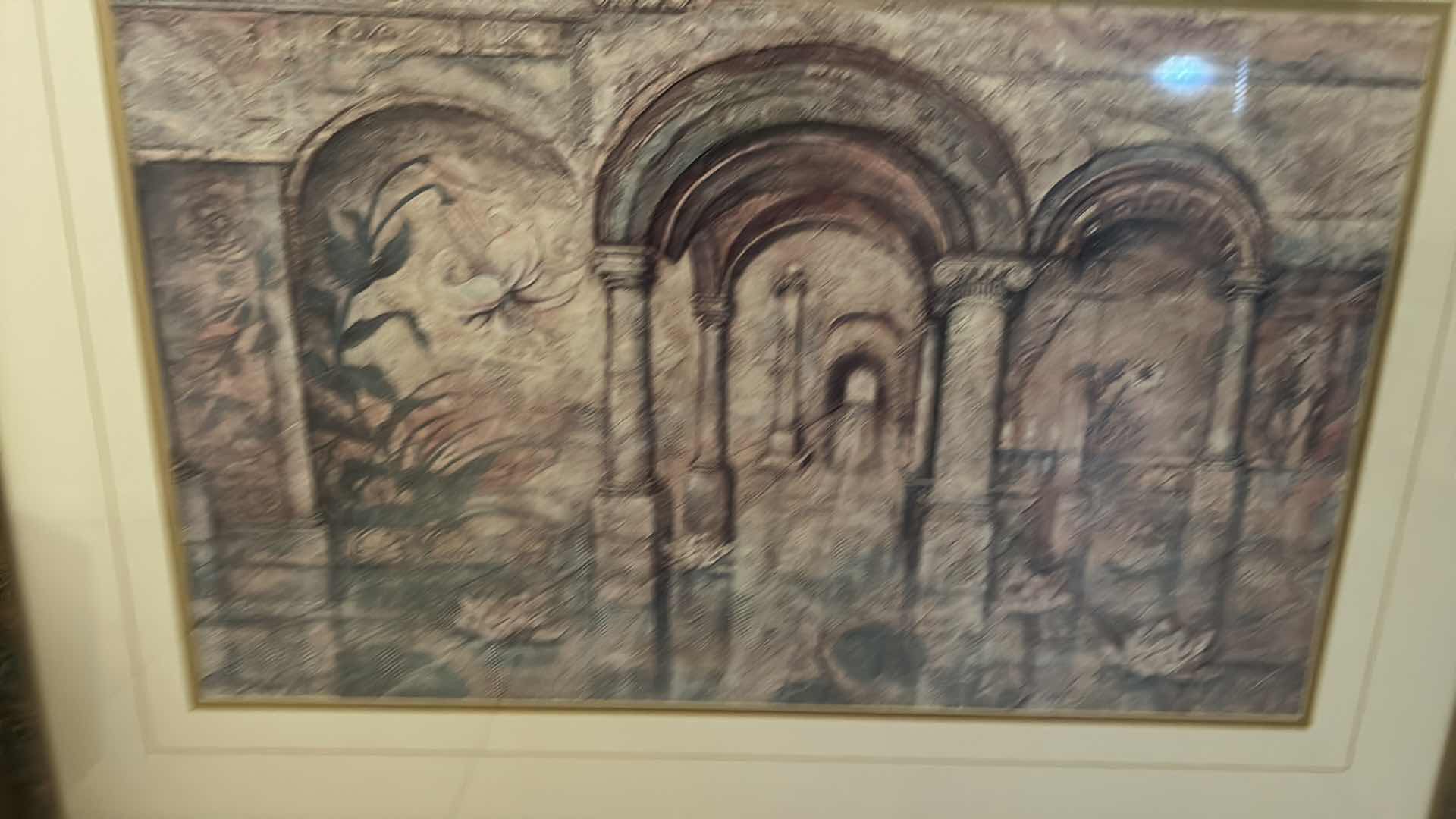 Photo 1 of FRAMED ARCHITECTURAL ARTWORK WITH FLORAL ACCENTS 44” x H33”