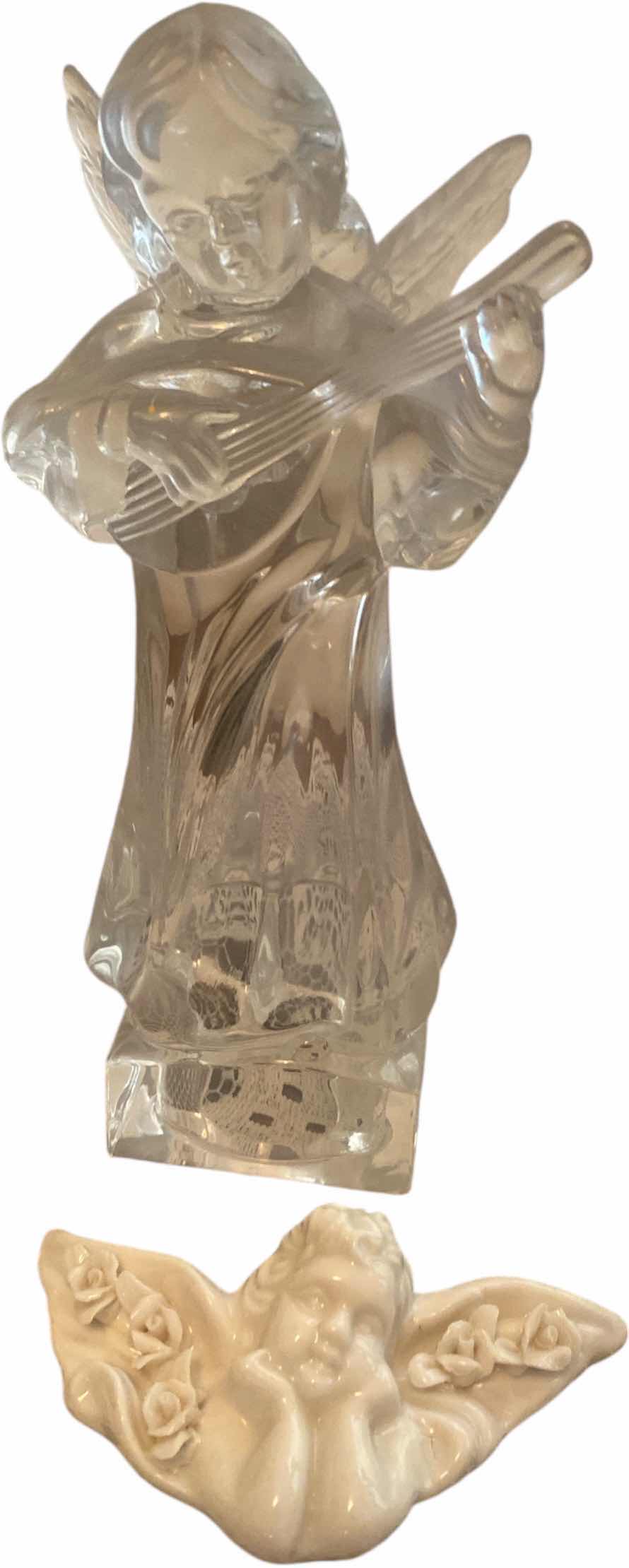 Photo 1 of CERAMIC ANGEL & MIKASA GLASS ANGEL FIGURINE H8 1/2”