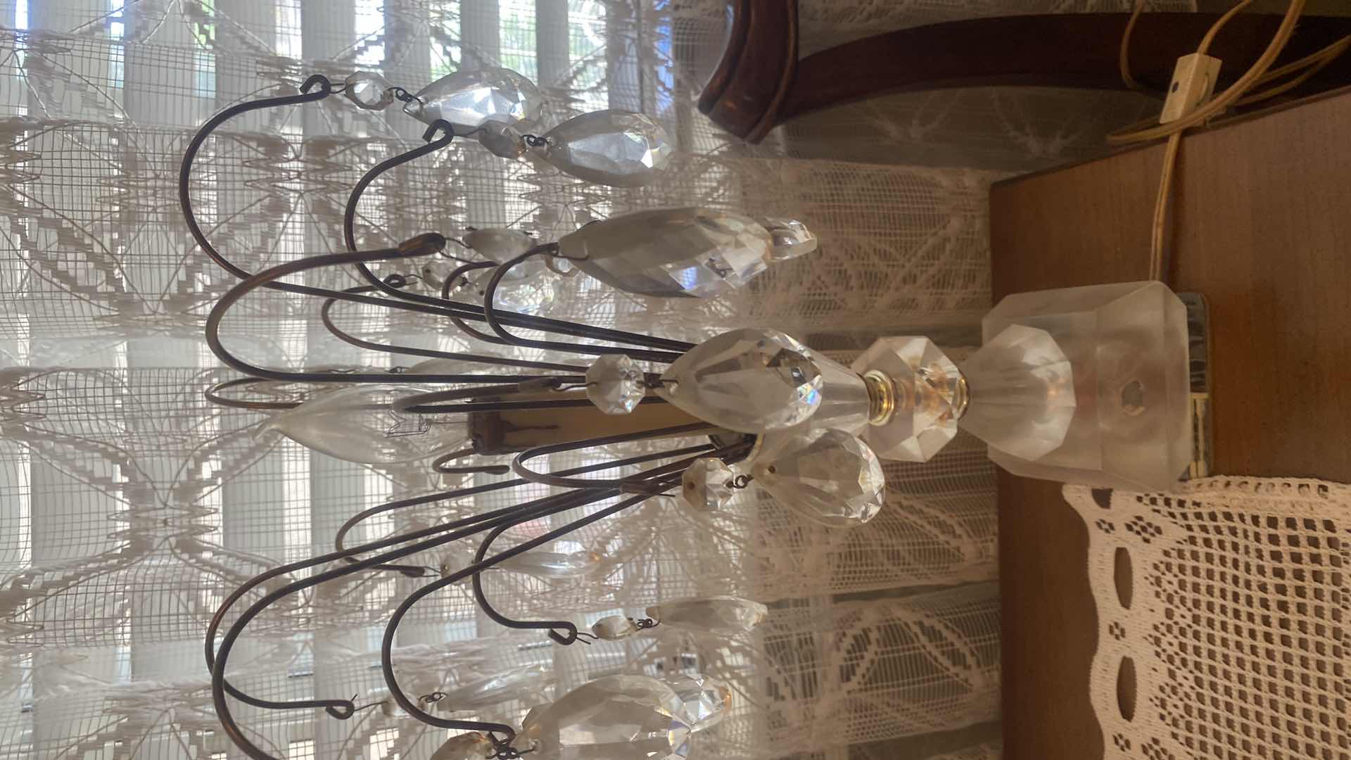 Photo 3 of PAIR OF VINTAGE CRYSTAL LAMPS H17”