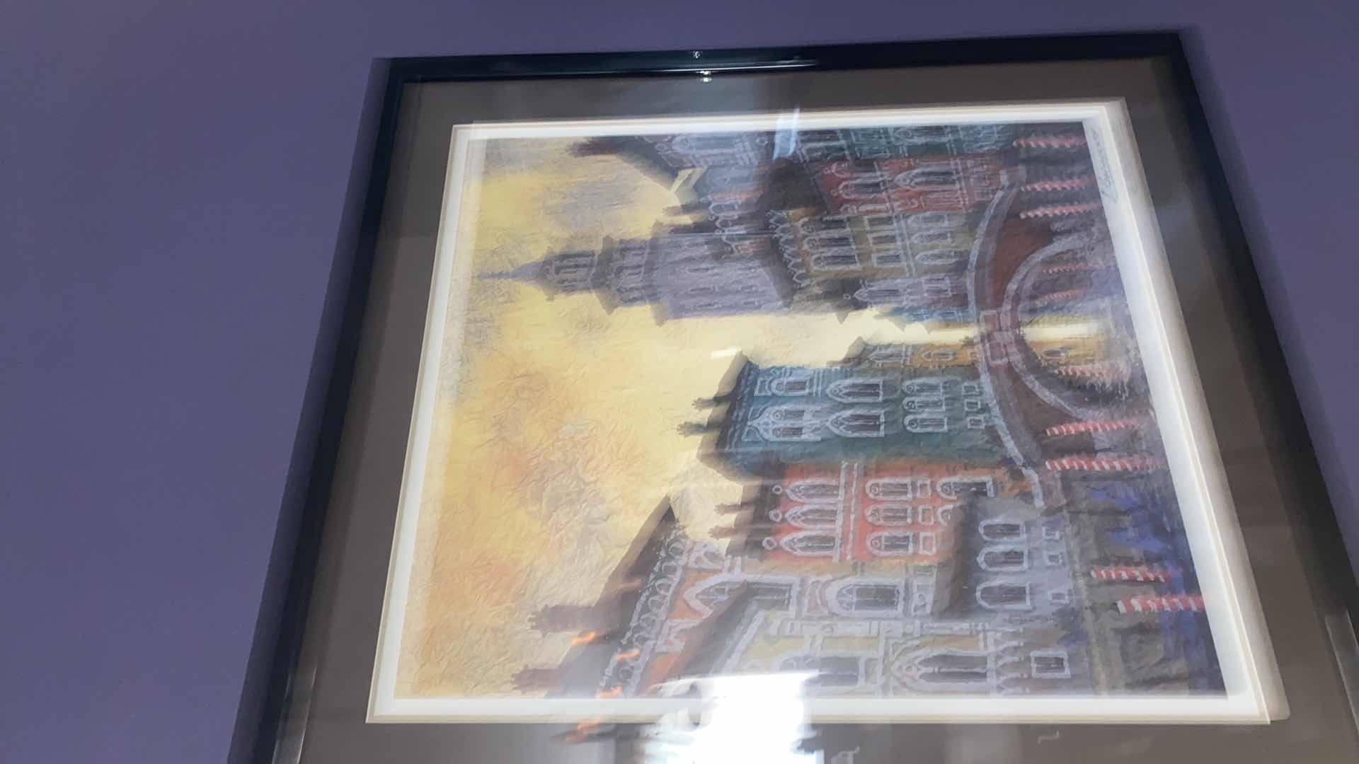 Photo 3 of FRAMED SERIOLITHOGRAPH  “VENICE YELLOW SUNSET” BY ANATOLE KRASNYANSKY ARTWORK 35“ x 39“