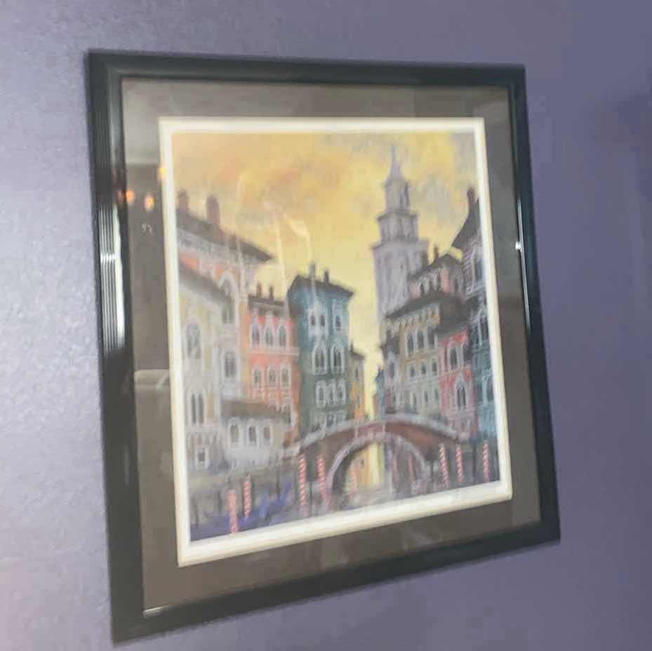 Photo 1 of FRAMED SERIOLITHOGRAPH  “VENICE YELLOW SUNSET” BY ANATOLE KRASNYANSKY ARTWORK 35“ x 39“