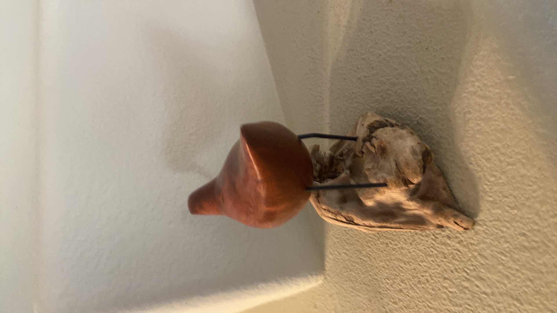 Photo 3 of CARVED WOOD SAND PIPER ON WOOD 6” x 5”