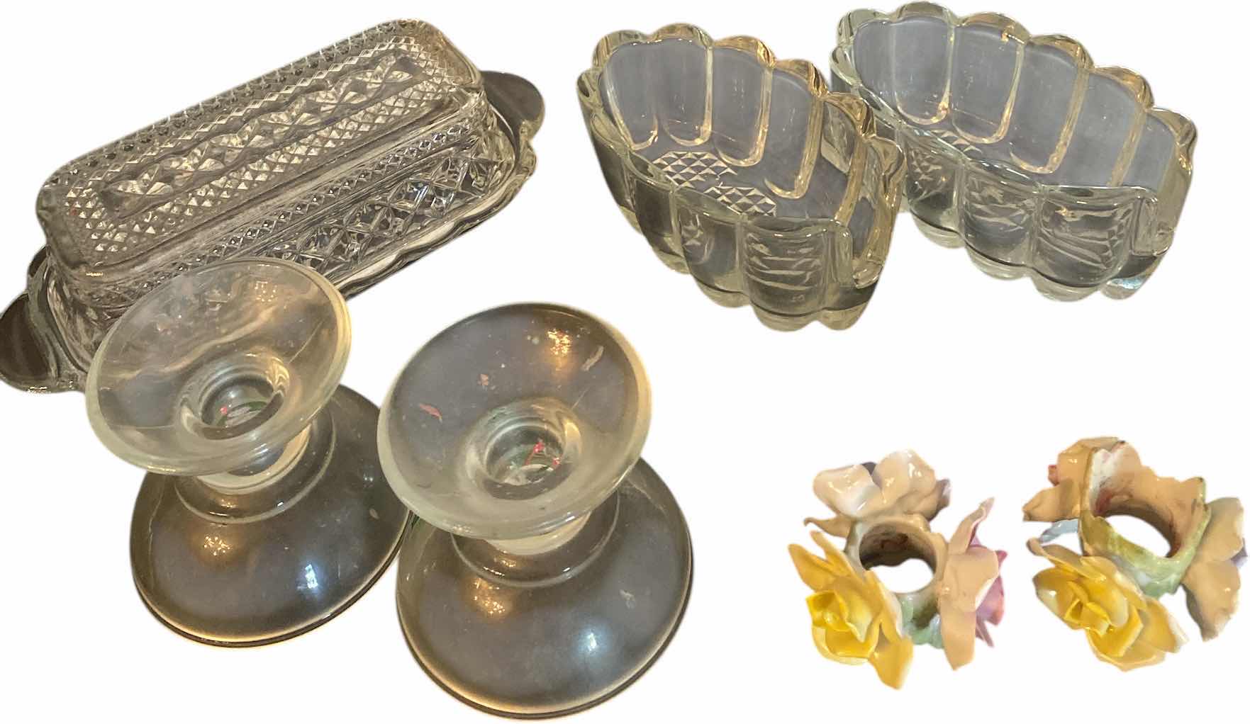 Photo 1 of BUTTER DISH, 2 SPOON RESTS, CANDLE HOLDERS & NAPKIN RINGS