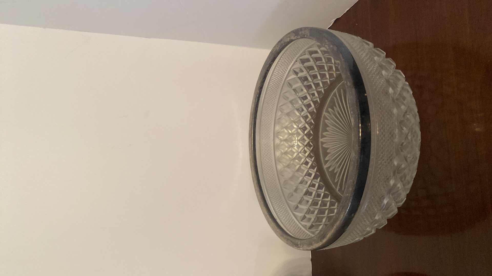 Photo 1 of 3 - CRYSTAL BOWLS - 2 TRIMMED WITH SILVER PLATE