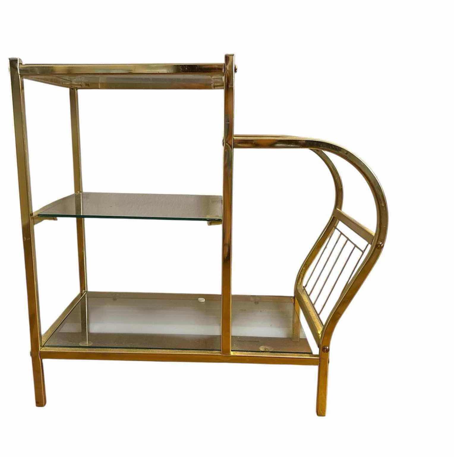 Photo 1 of GOLD TONE METAL AND GLASS SIDE TABLE 23”x13” H22”