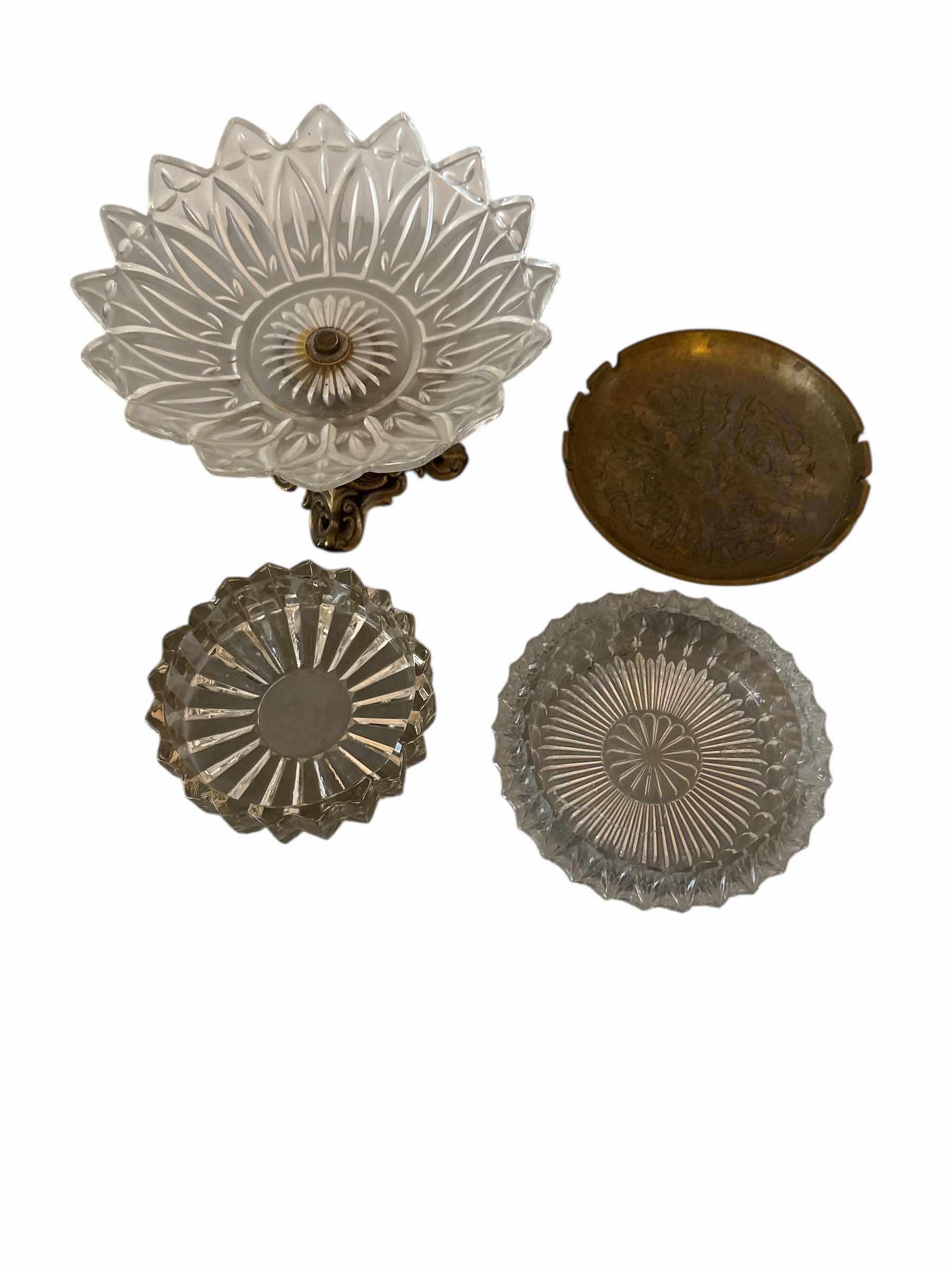 Photo 1 of GLASS AND BRASS ASHTRAYS 8”