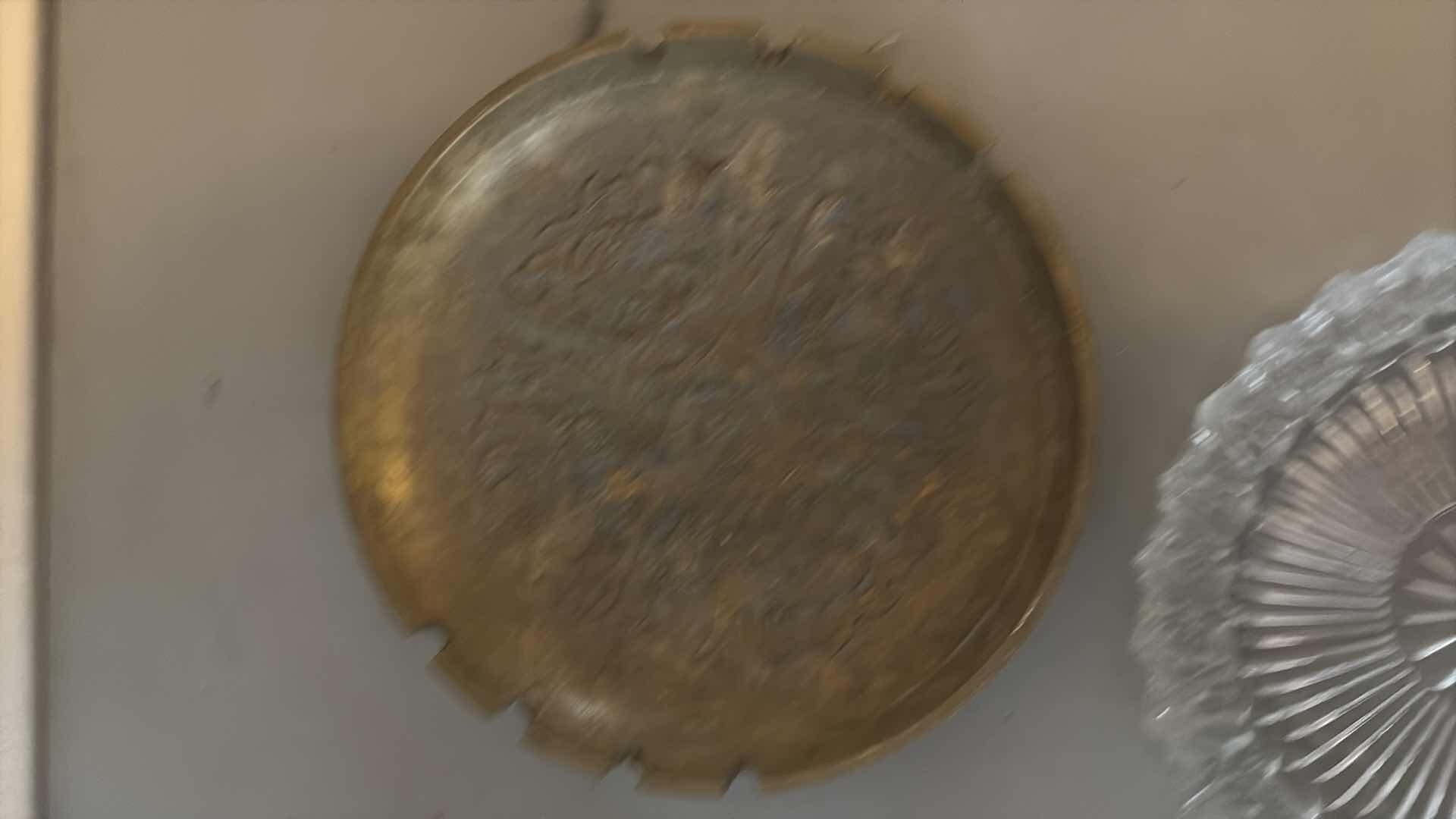 Photo 1 of GLASS AND BRASS ASHTRAYS 8”