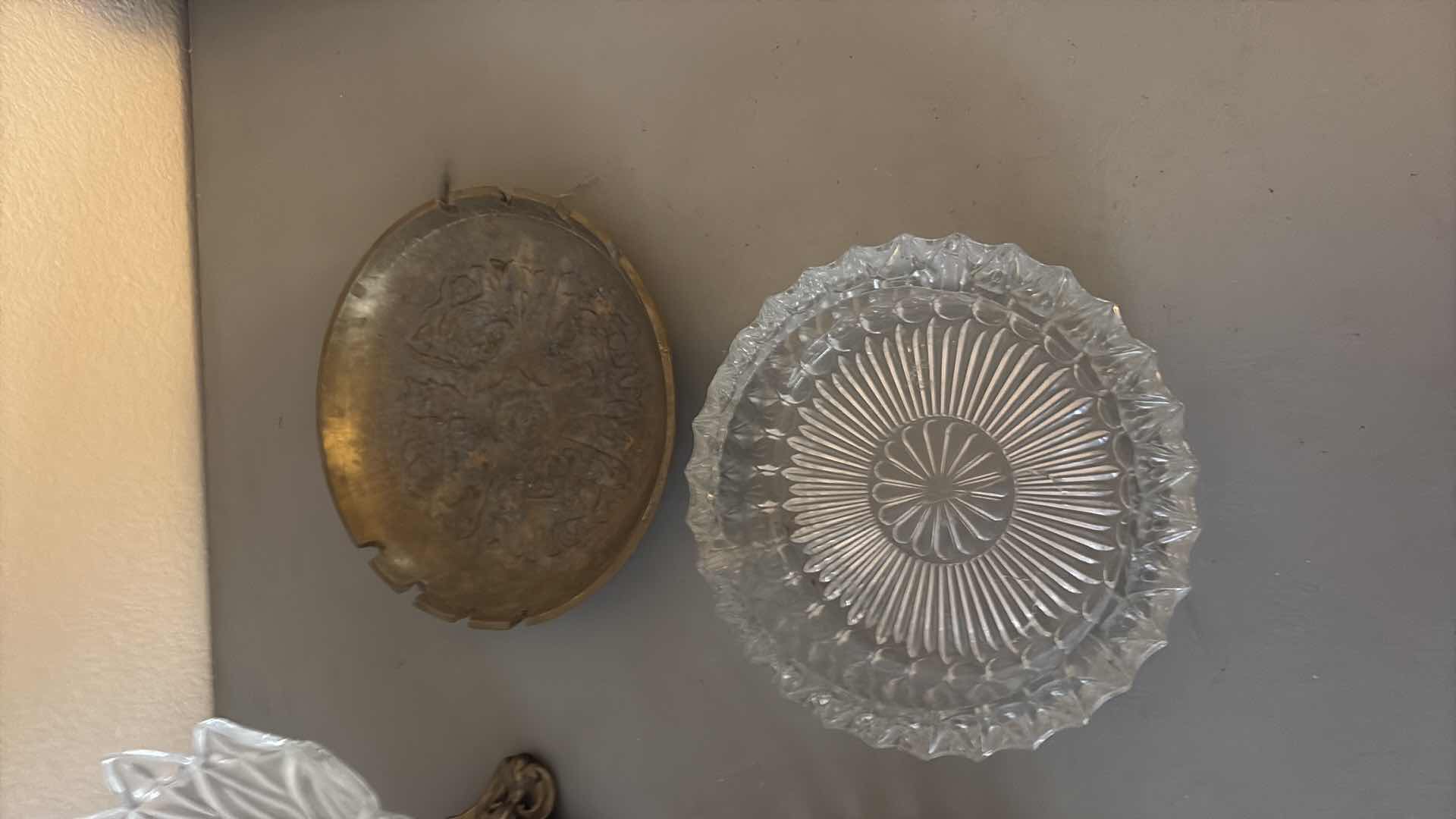 Photo 3 of GLASS AND BRASS ASHTRAYS 8”