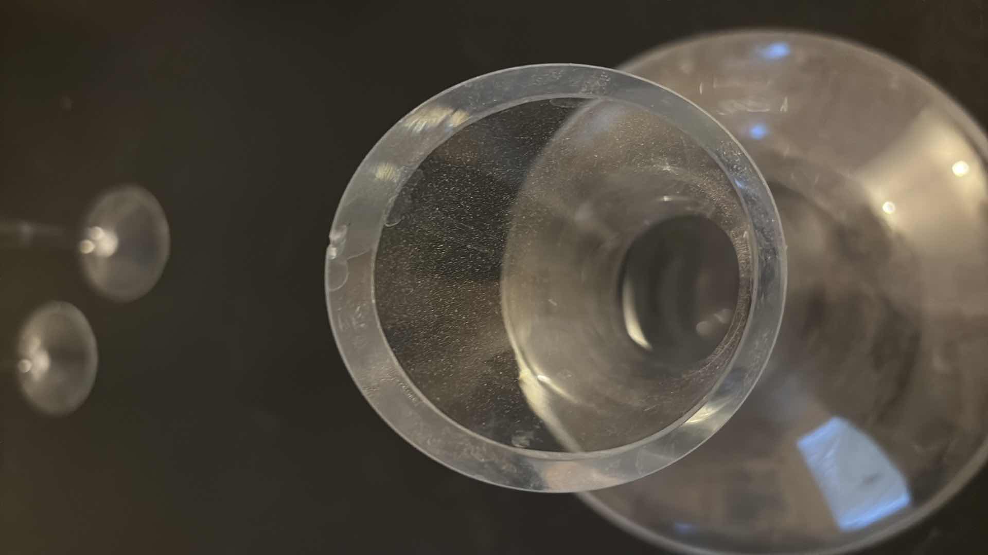 Photo 1 of CHRISTMAS FLUTES 11” AND GLASS DECANTER SMALL CHIP 9”x11”H