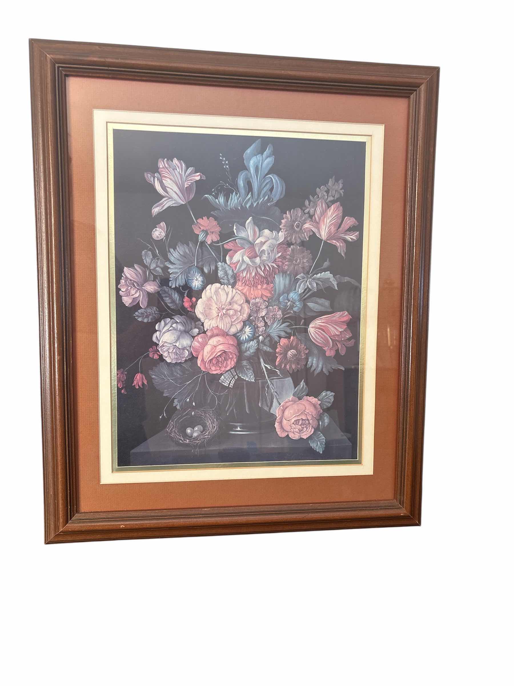 Photo 1 of DARK FLORAL FRAMED ART PRINT  18”X H23”