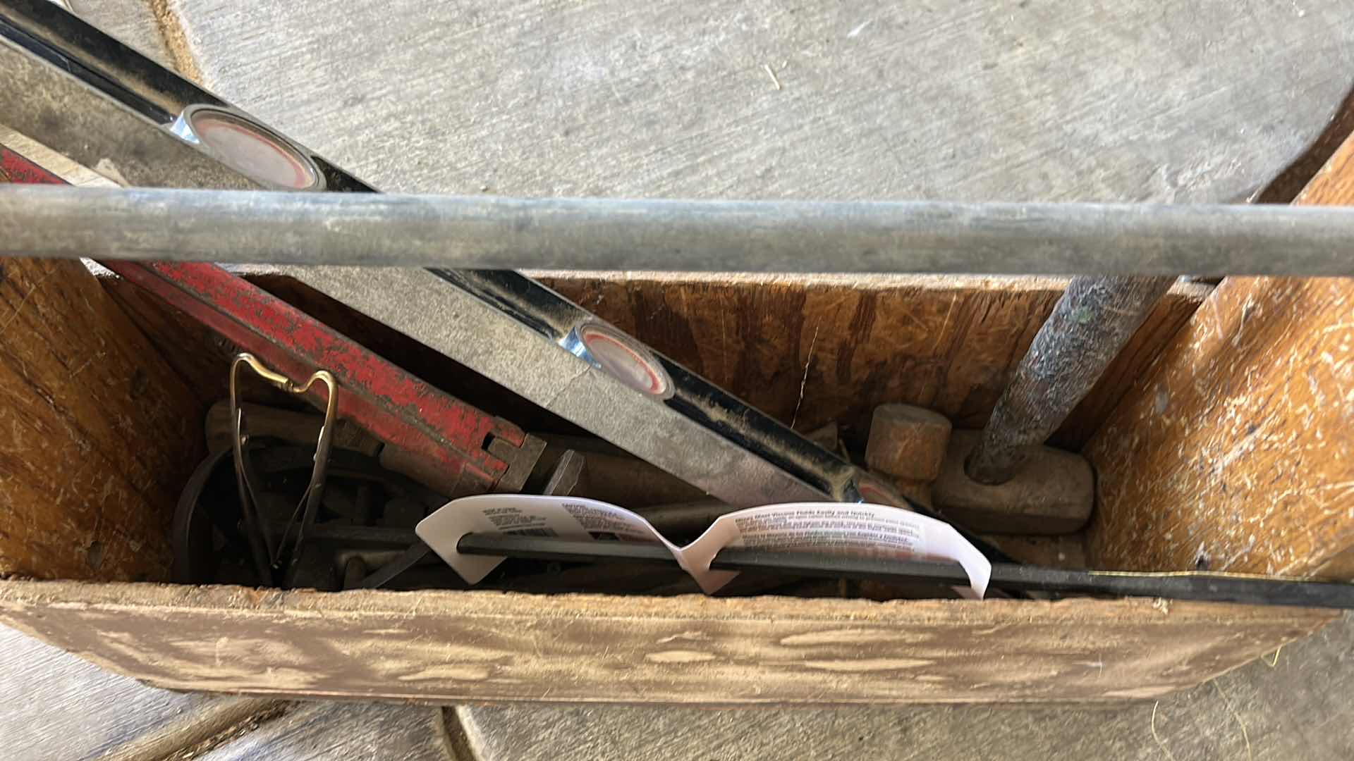 Photo 1 of HEAVY WOOD AND METAL TOOL BOX WITH CONTENTS