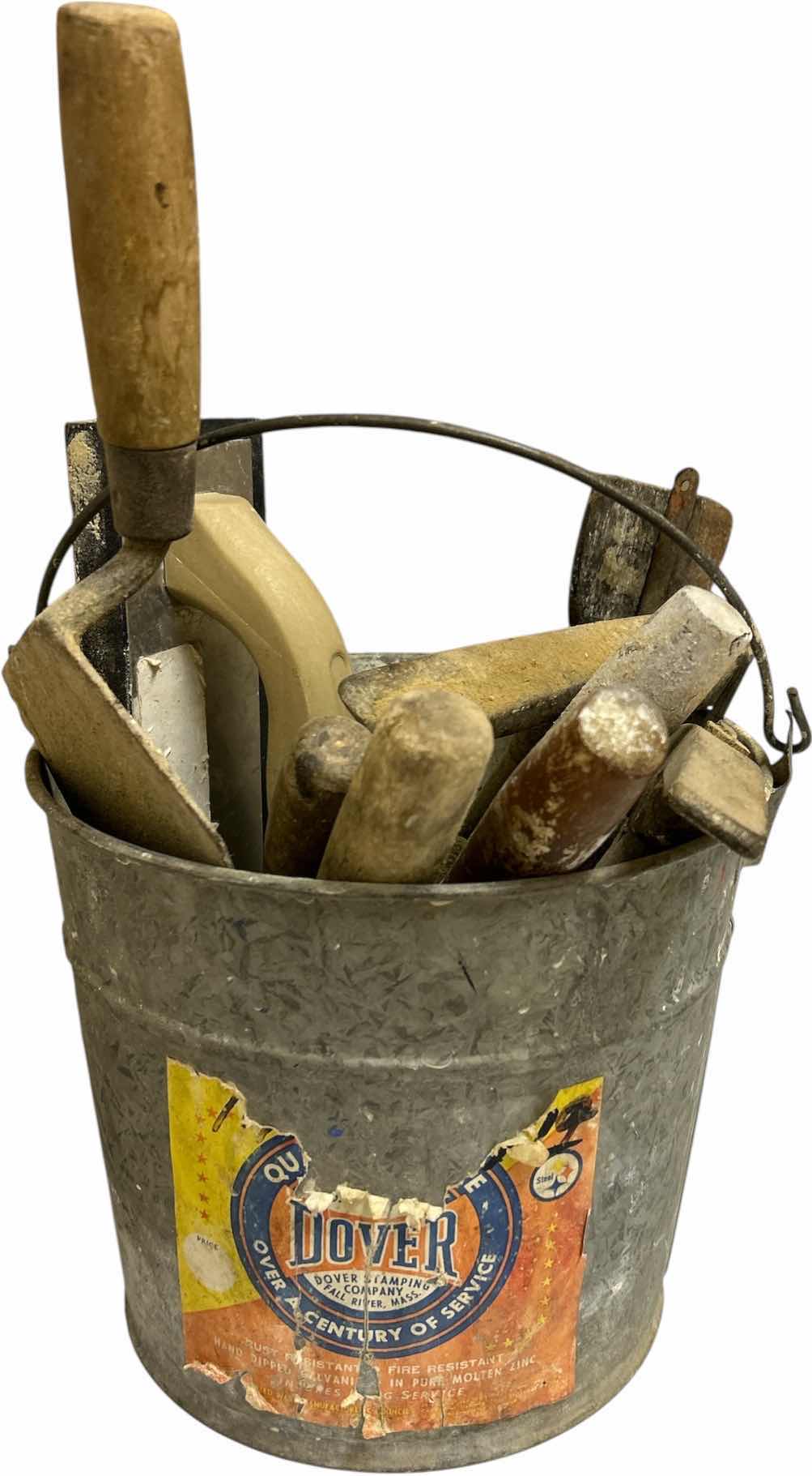 Photo 1 of METAL BUCKET FULL OF TROWELS