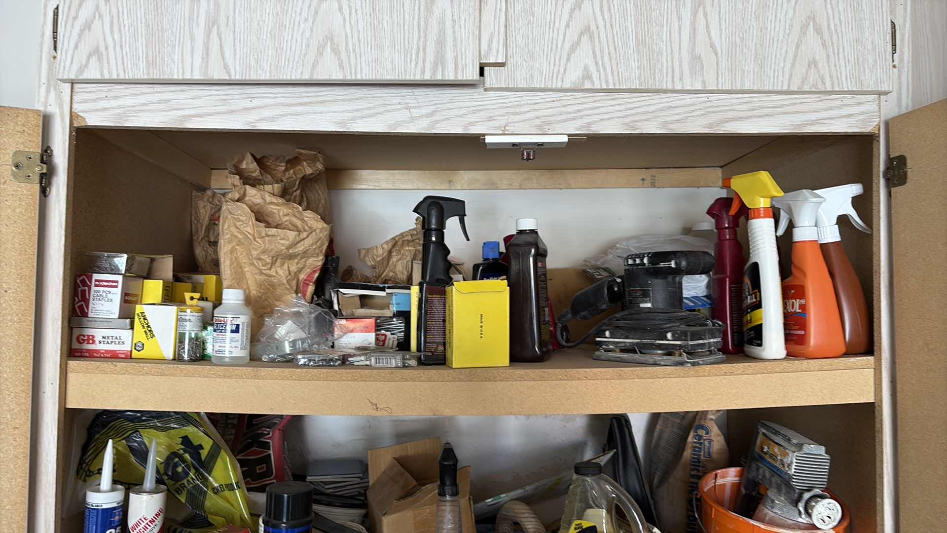 Photo 1 of CONTENTS OF THREE SHELVES IN GARAGE