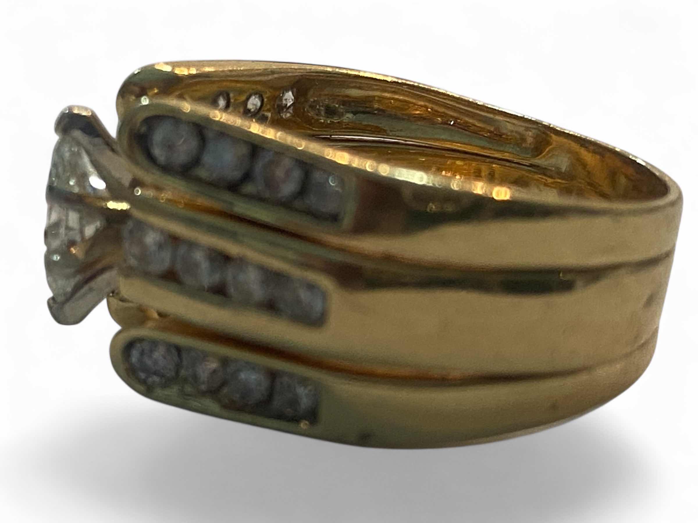 Photo 1 of 14K YELLOW GOLD 2cwt MARQUEE DIAMOND RING 8G SIZE 6 #21