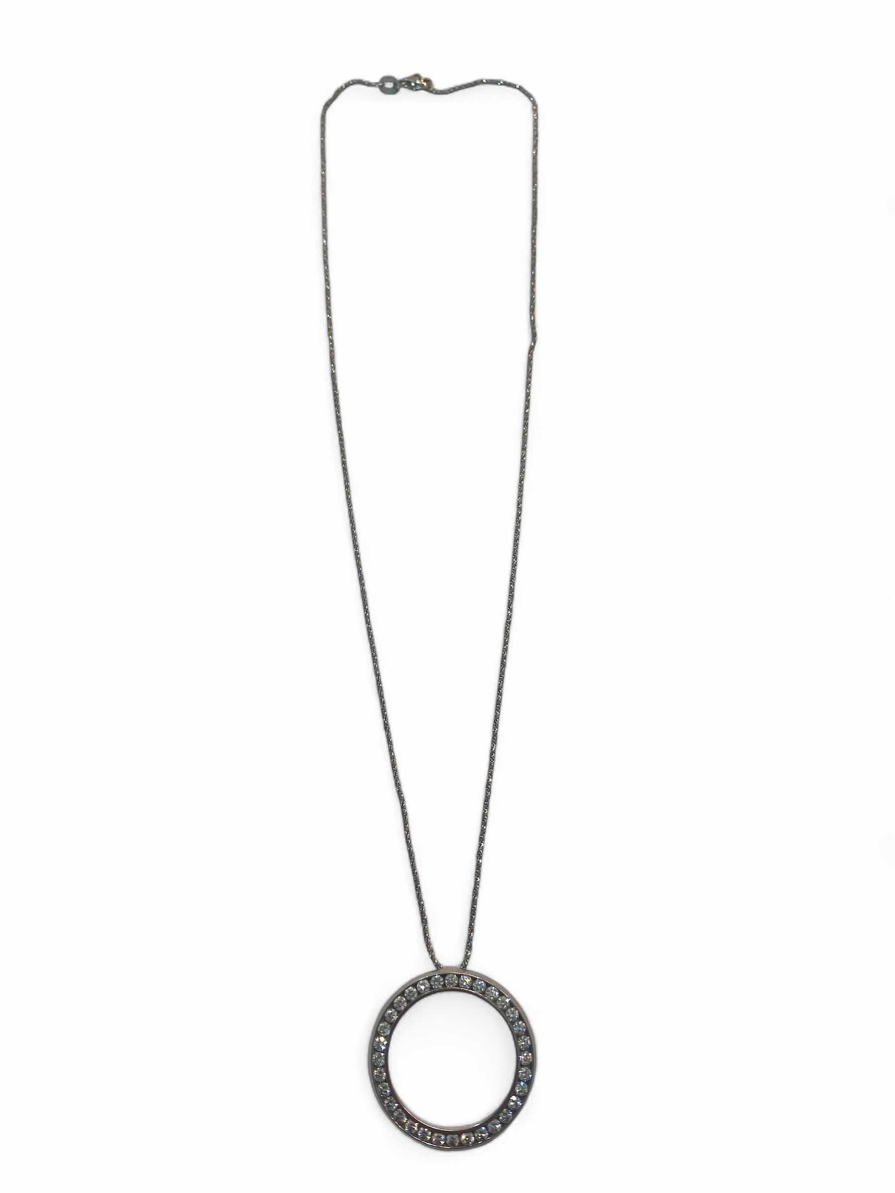 Photo 1 of 14K WHITE GOLD w 2ctw DIAMOND PENDANT NECKLACE 6.5 TTL G CHAIN 17” #13