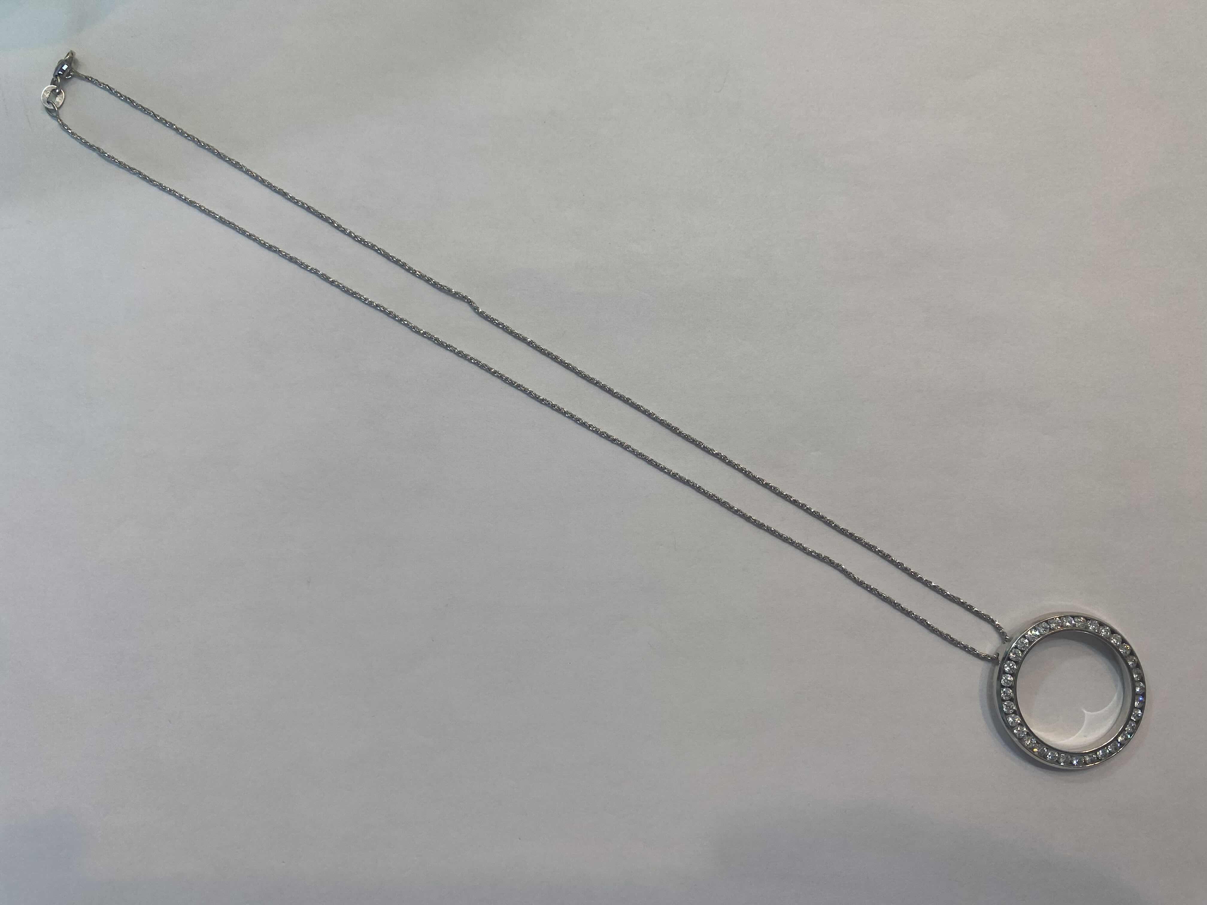 Photo 1 of 14K WHITE GOLD w 2ctw DIAMOND PENDANT NECKLACE 6.5 TTL G CHAIN 17” #13