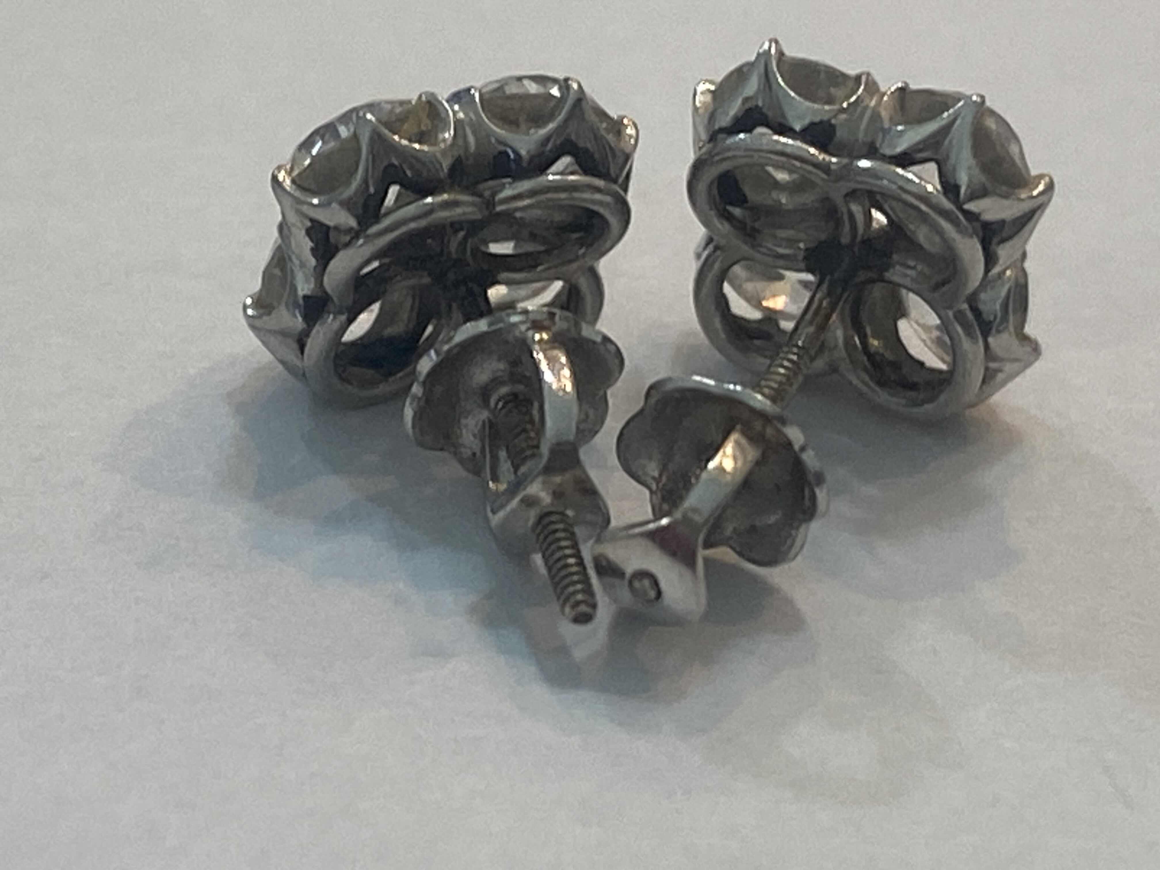 Photo 1 of 14K WHITE GOLD 1cwt DIAMOND EARRINGS 2.9G #27