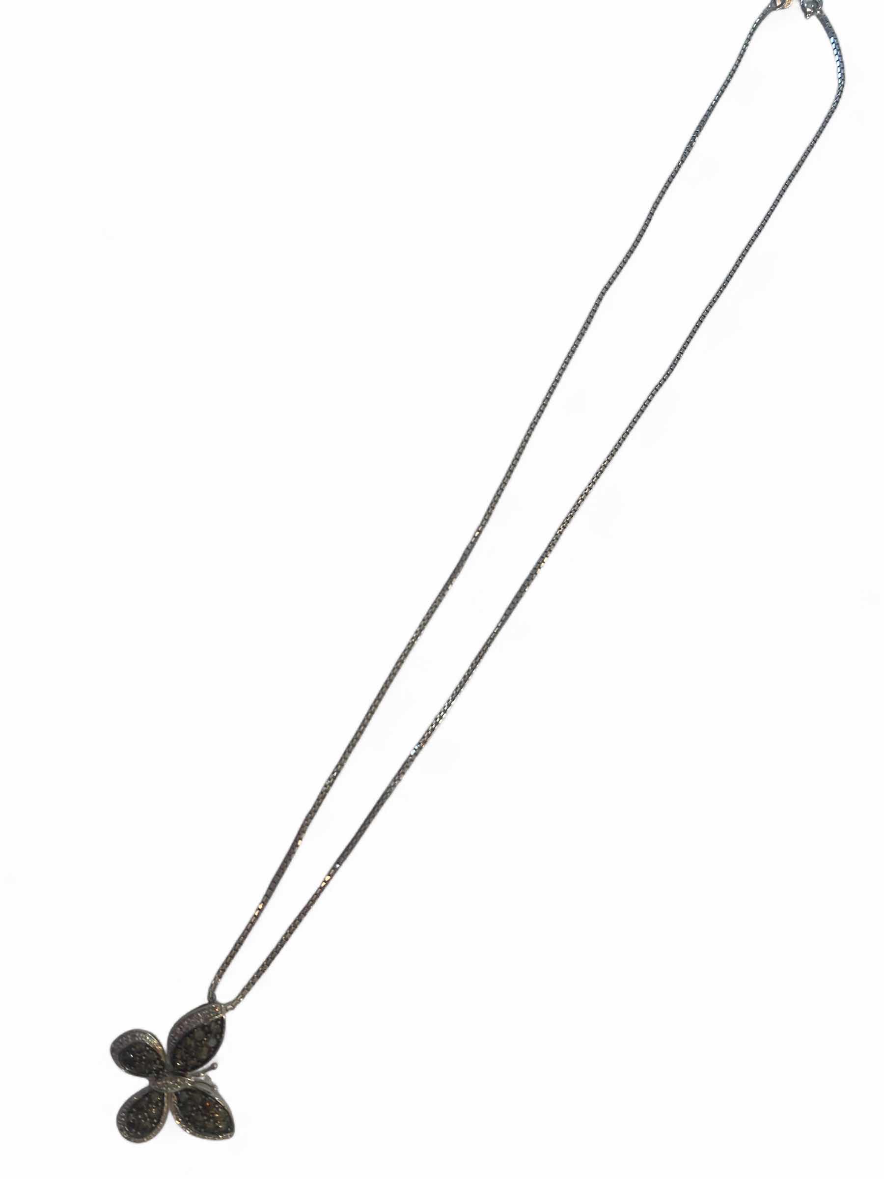 Photo 4 of 14K WHITE GOLD w 1cwt CHOCOLATE DIAMOND NECKLACE 6 G CHAIN 17”  #29