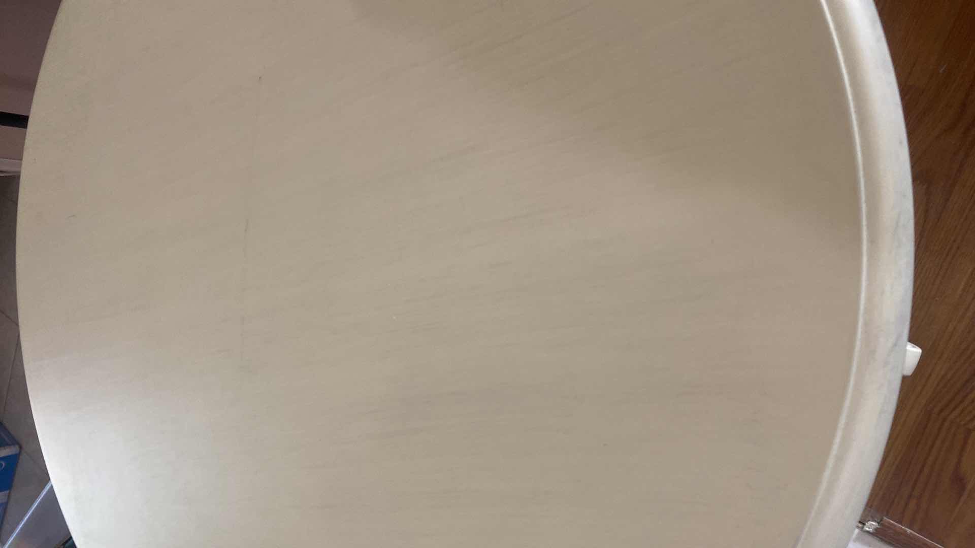 Photo 4 of 25 1/2” ROUND CREAM COLOR WOOD TABLE H26” (two available each sold separately)