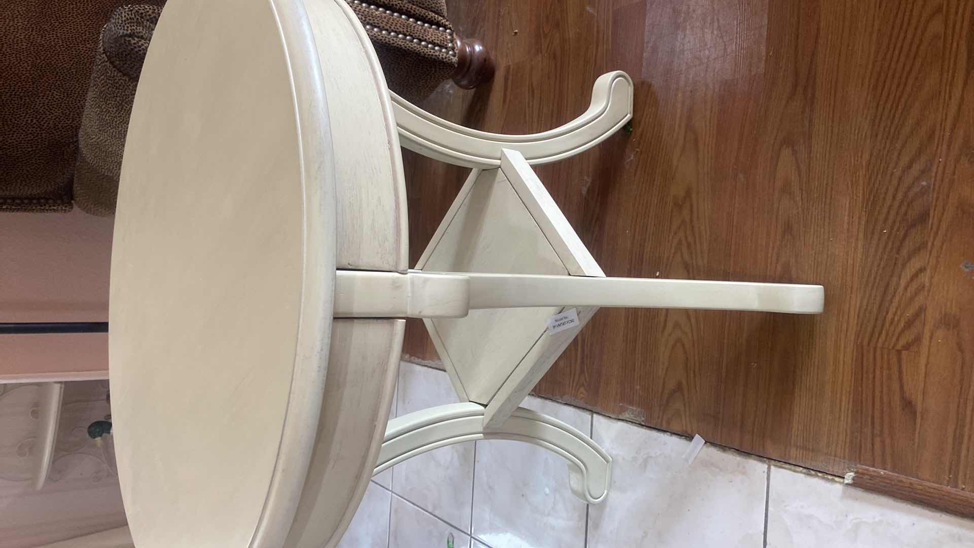 Photo 2 of 25 1/2” ROUND CREAM COLOR WOOD TABLE H26” (two available each sold separately)