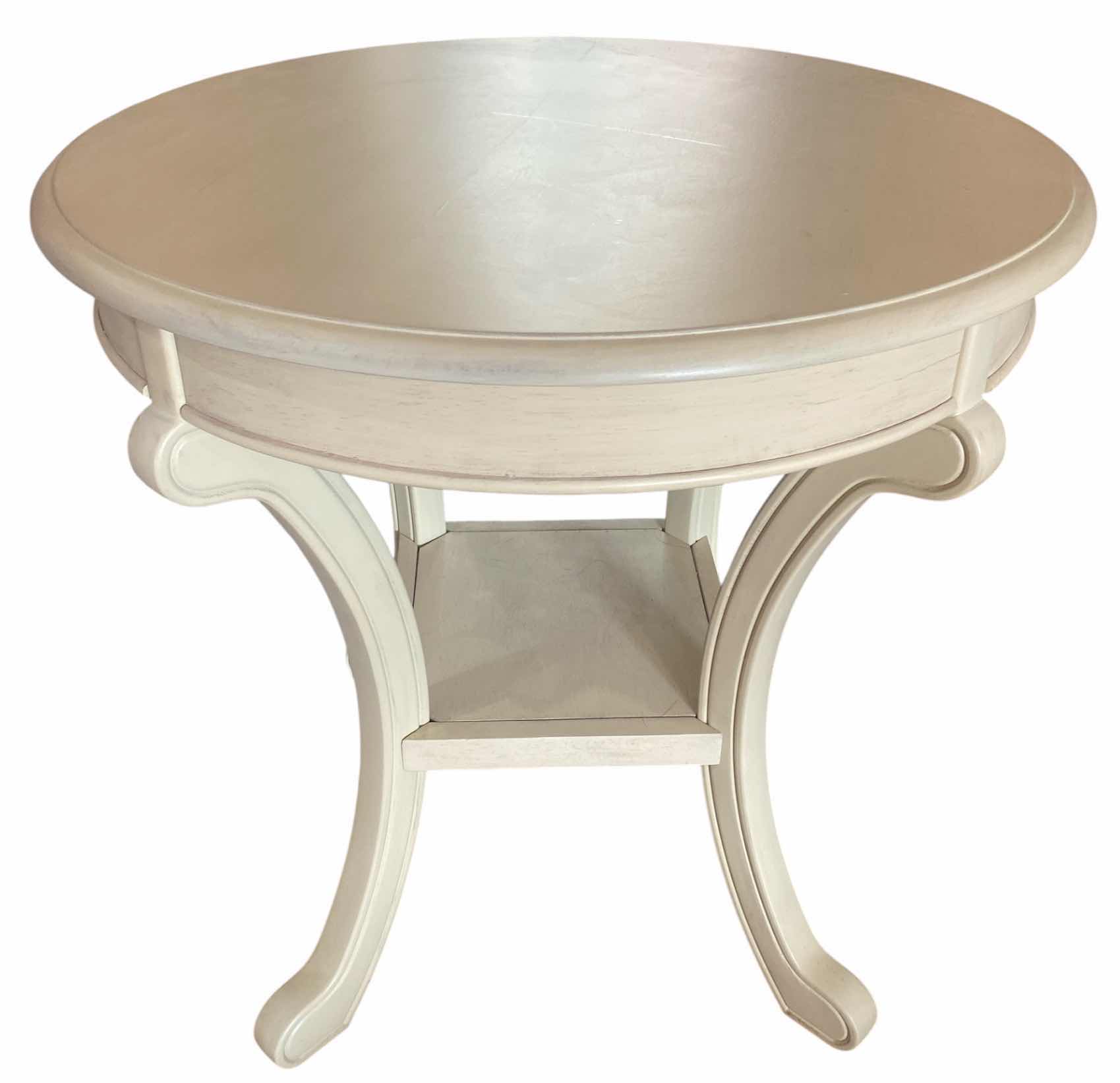 Photo 1 of 25 1/2” ROUND CREAM COLOR WOOD TABLE H26” (two available each sold separately)