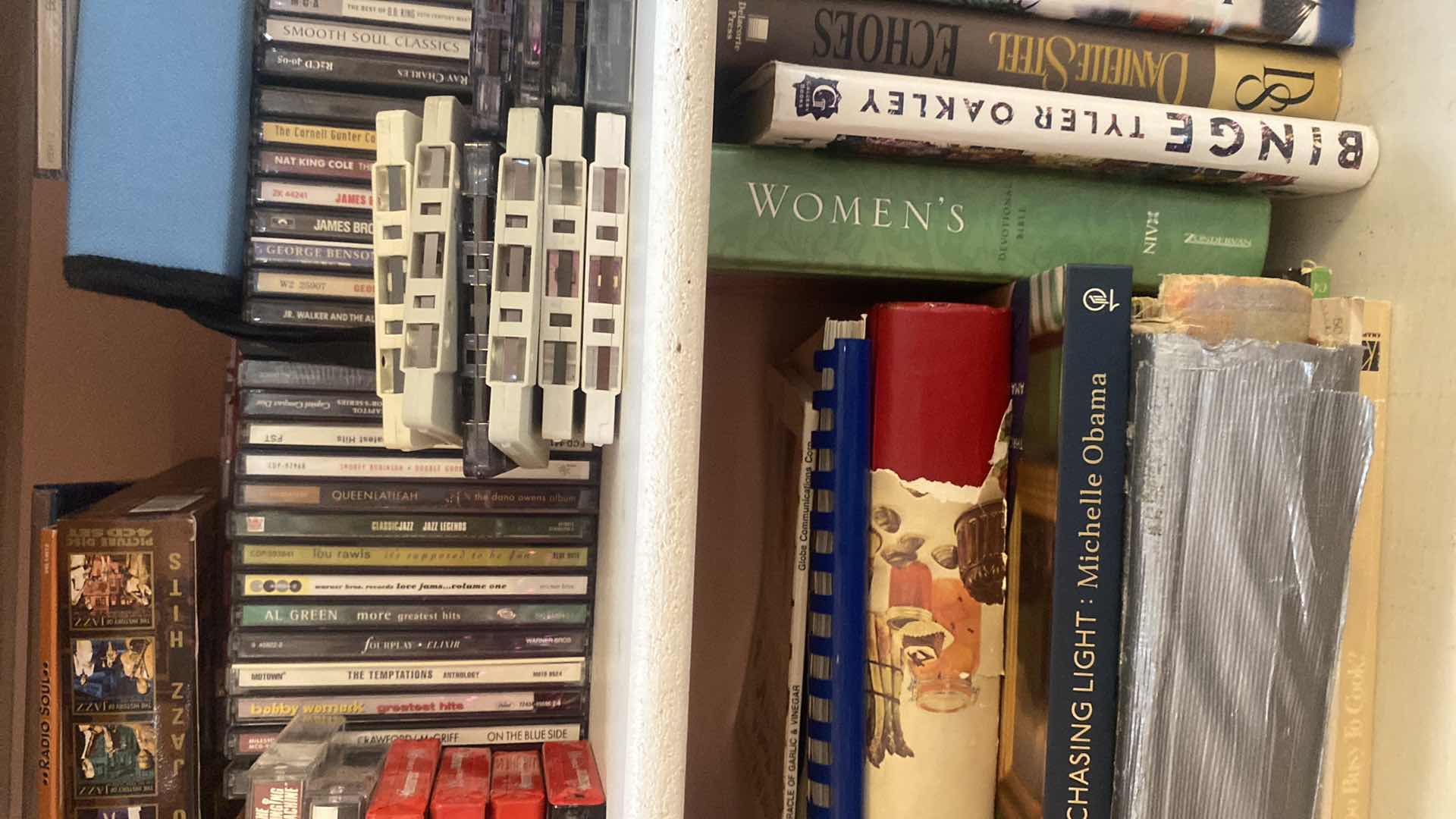 Photo 1 of 2 SHELFS OF CASSETTES & CD’s & BOOKS